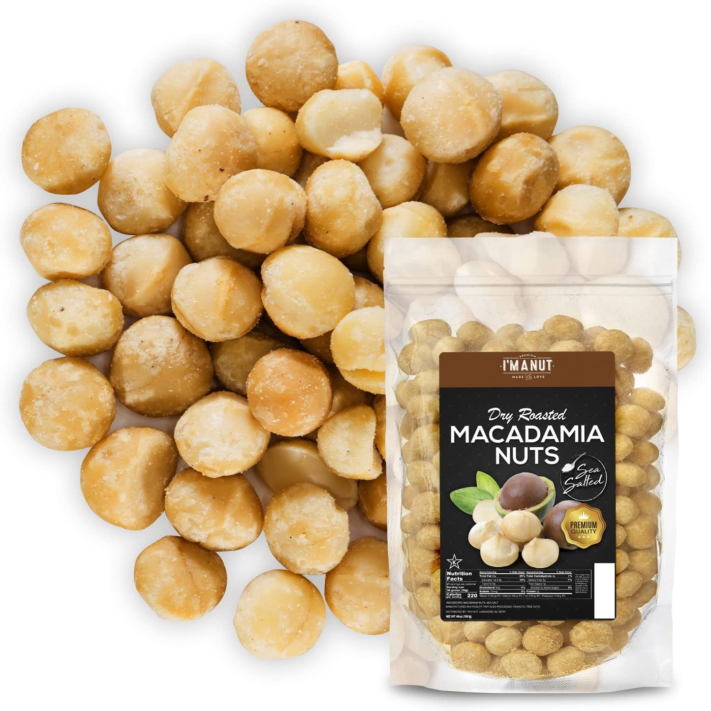 Oven Roasted Macadamia Nuts with Sea Salt- 48 oz (3 lb) Batch Tested Peanut & Gluten Free | No Oil | No PPO | Fancy Whole | Made from Natural Macadamia Nuts