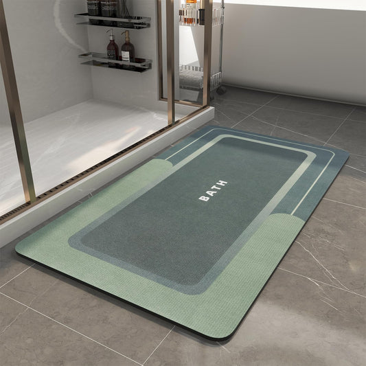 MontVoo-Bath Mat-Bathroom Mat Rug Non Slip Super Absorbent Stain Resistant Quick Dry Thin Bathroom Rug-Bath Mats for Bathroom Floor Bathtub Vanity-Bathmat Bath Rug Easy Care 17"x35" Green