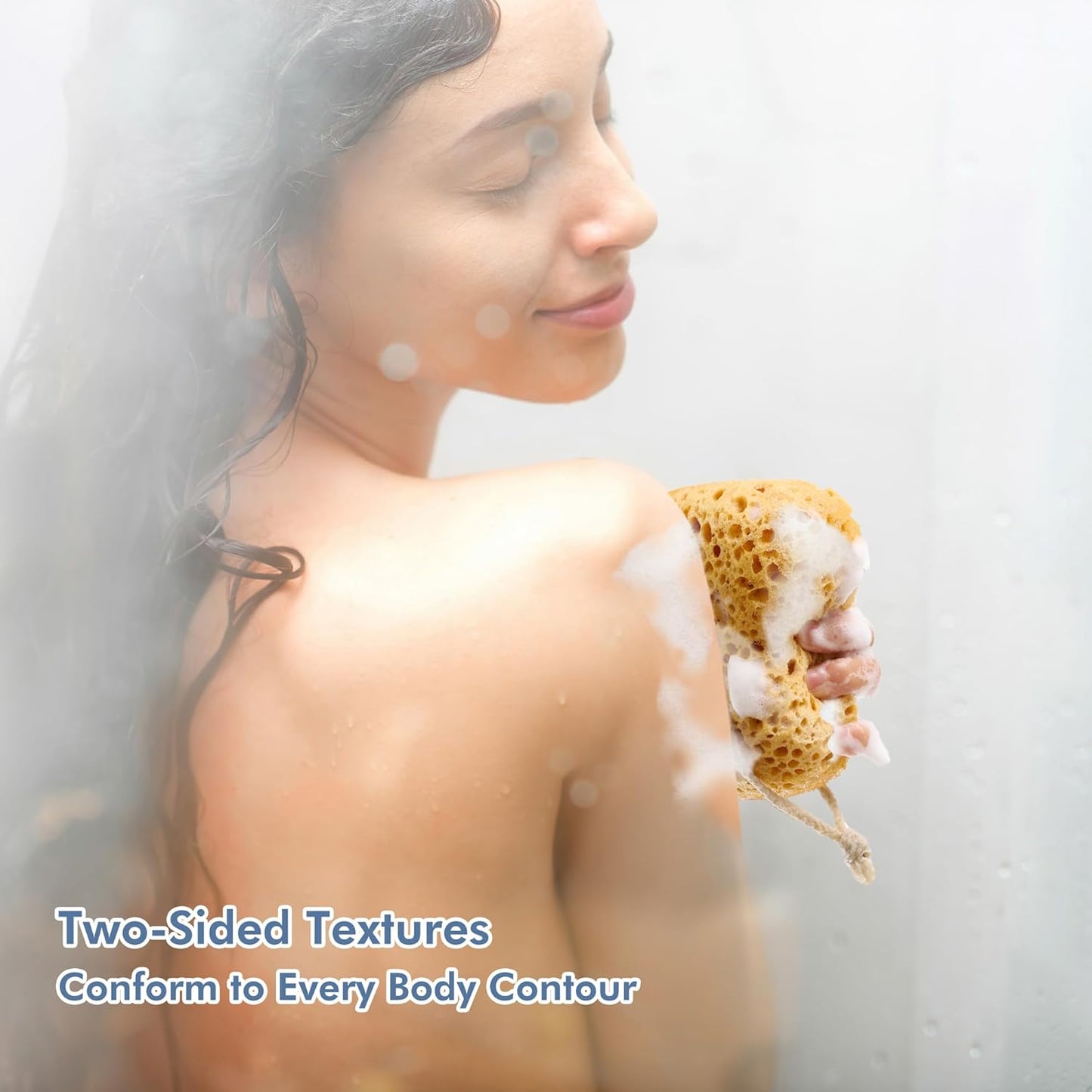 Bathing Sponges, Azymi 4-Pack Shower Sponge for Women Men, Body Wash Sponges with Dense Foam for Gentle & Deep Cleansing, Ultra-Soft for Sensitive Dry Skin