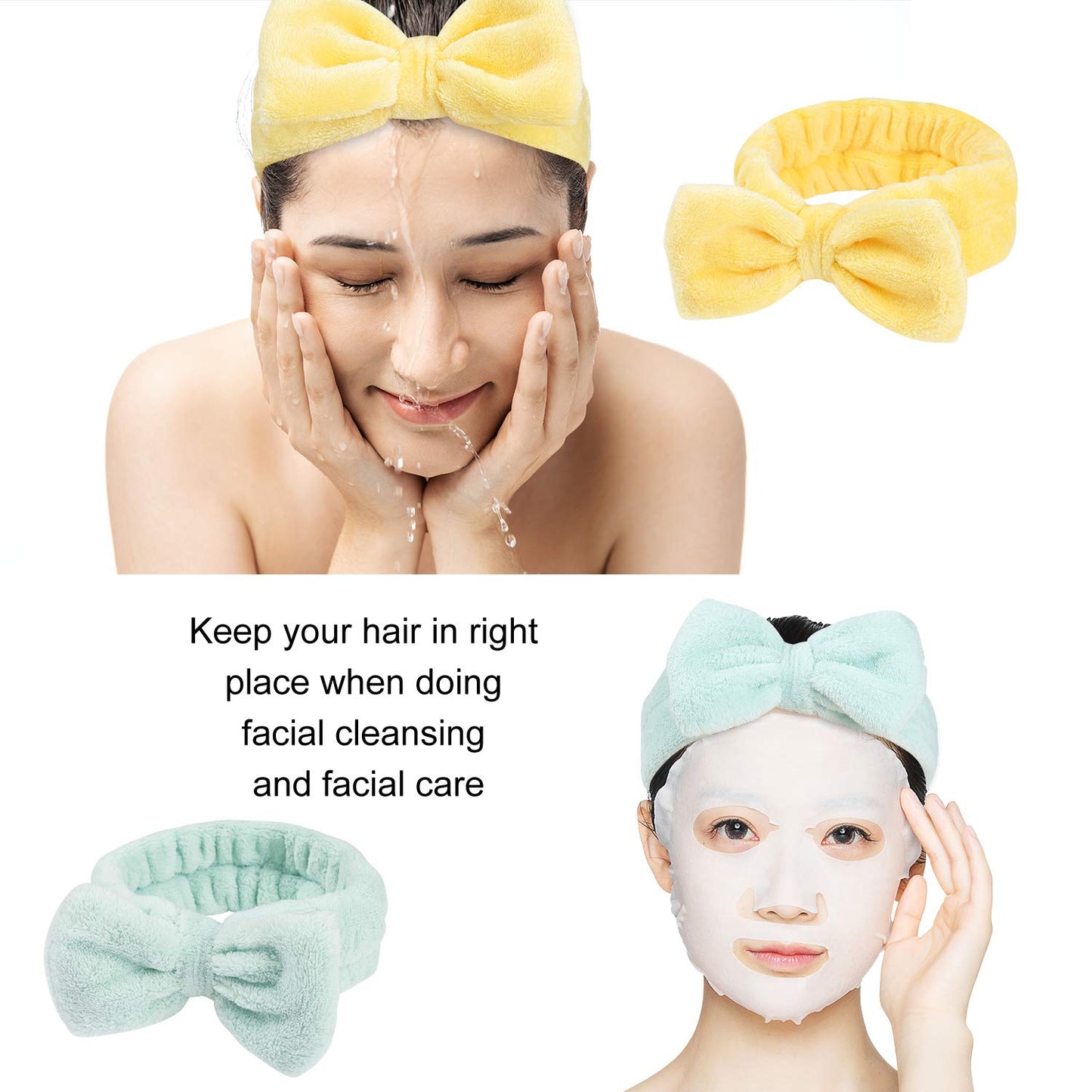 Stocking Stuffers for Teen Girls, 8 Pack Bow Spa Skincare Headband for Washing Face, Christmas Gifts Spa Party Favors Bulk Gifts for Teens Girls