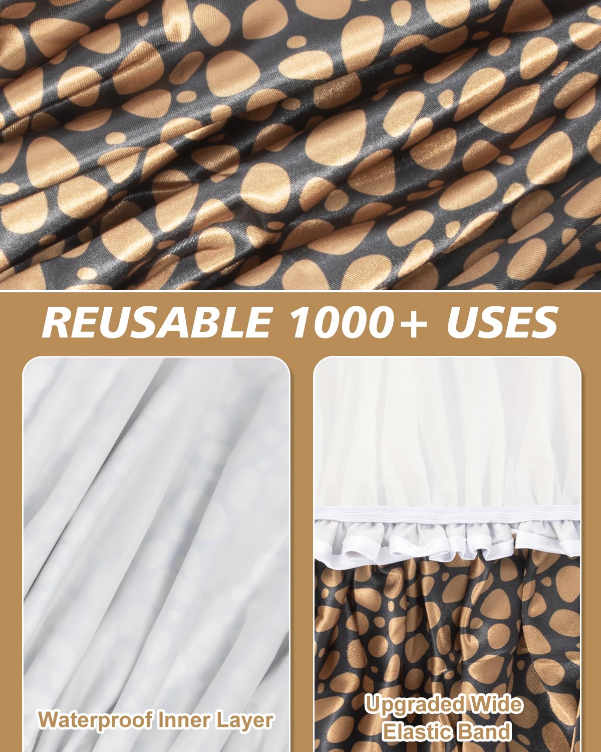 Aquior Shower Cap for Women, Reusable Shower Caps for Womens, Adult Hair Cap for All Hair, Double Waterproof EVA Lining, Leopard Shower Cap for Long Thick Hair