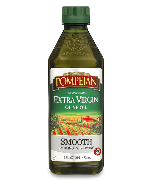 Pompeian Smooth Extra Virgin Olive Oil, Contains Polyphenols, First Cold Pressed, 16 FL Oz