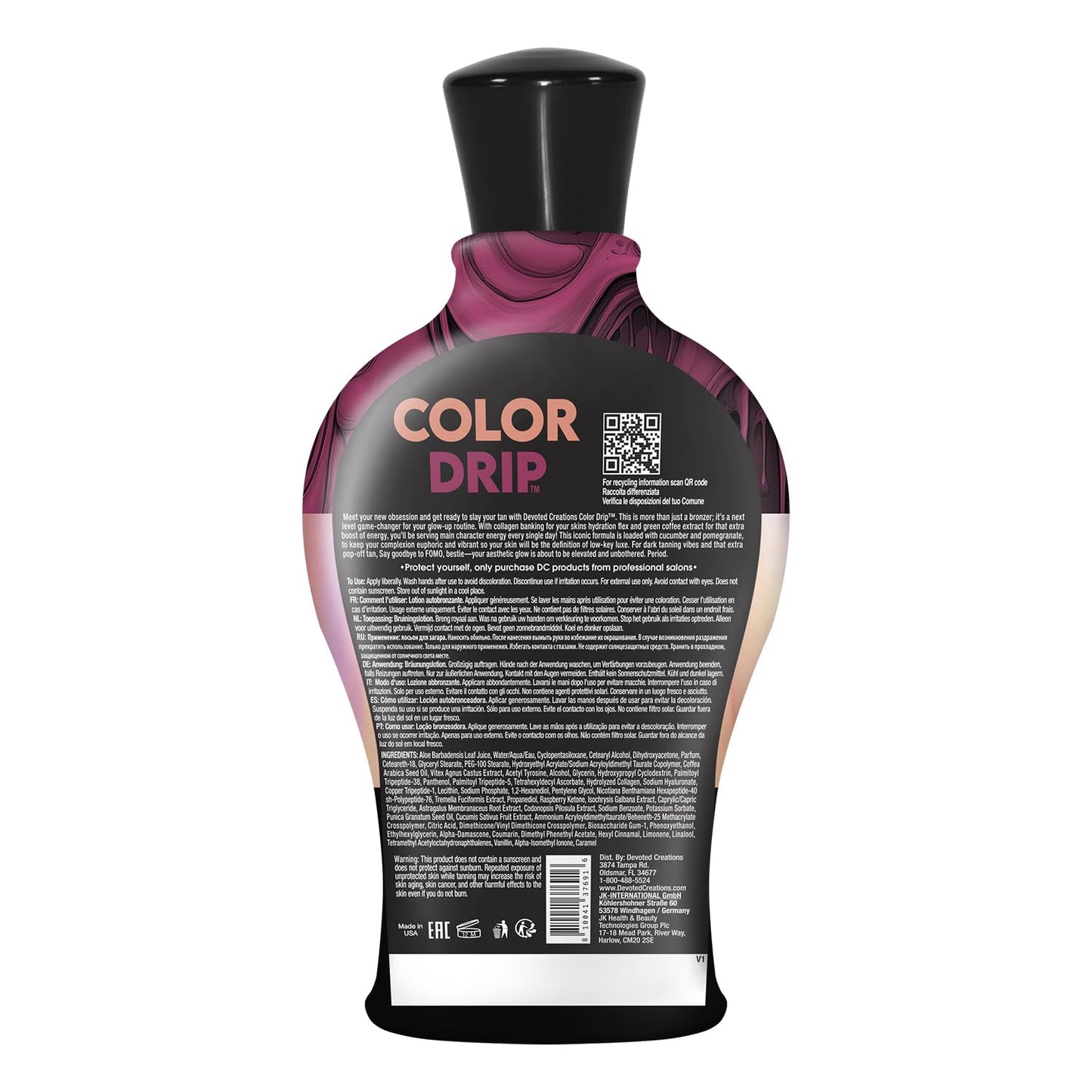 Devoted Creations Color Drip - Major Glow-up Iconic Bronzer Next Level Skin Perfecting Raspberry Ketone Calming Cucumber Essence Dark Tanning Lotion