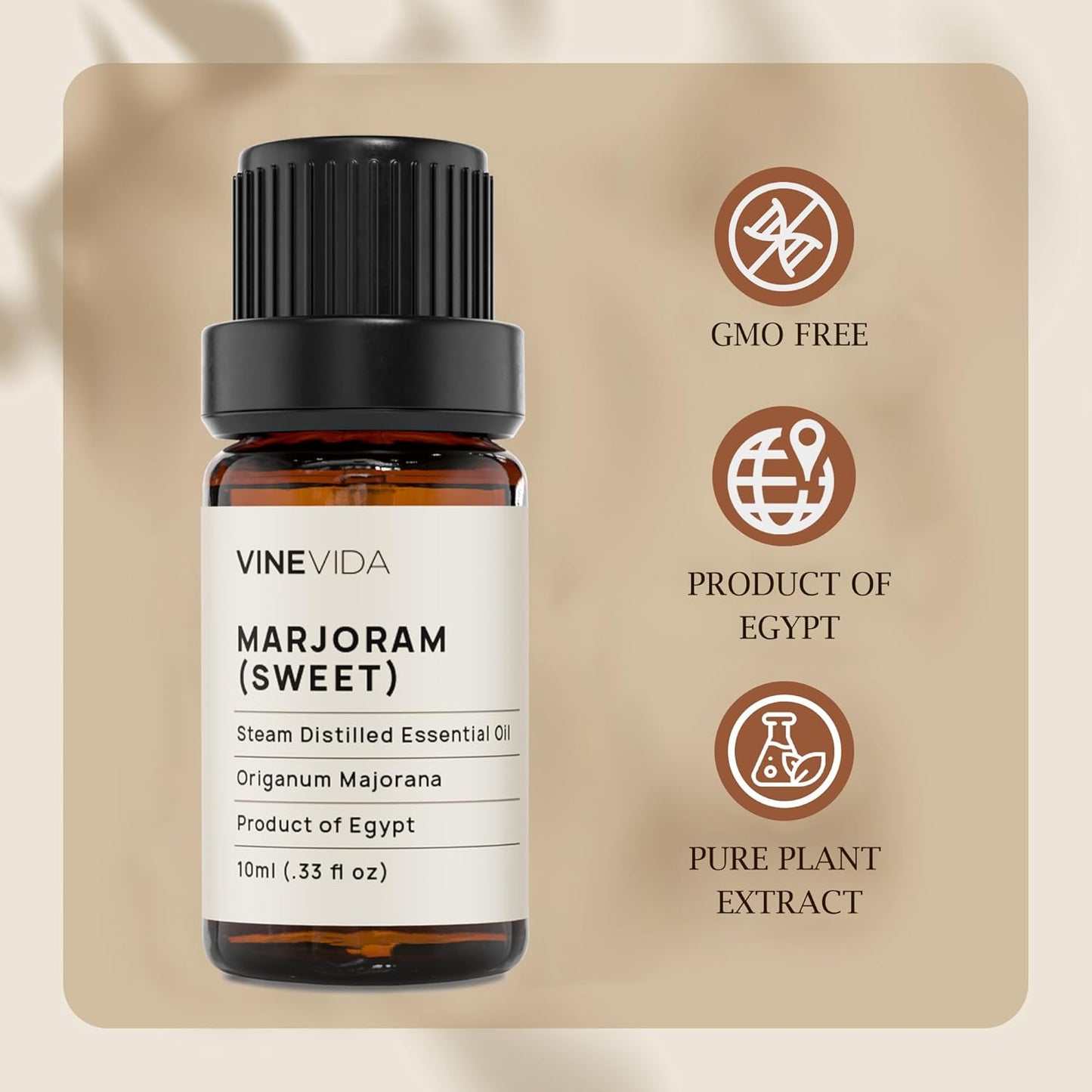 VINEVIDA Marjoram Essential Oil - Undiluted, 10 mL - Marjoram Scent - DIY Candle Scents & Soap Making