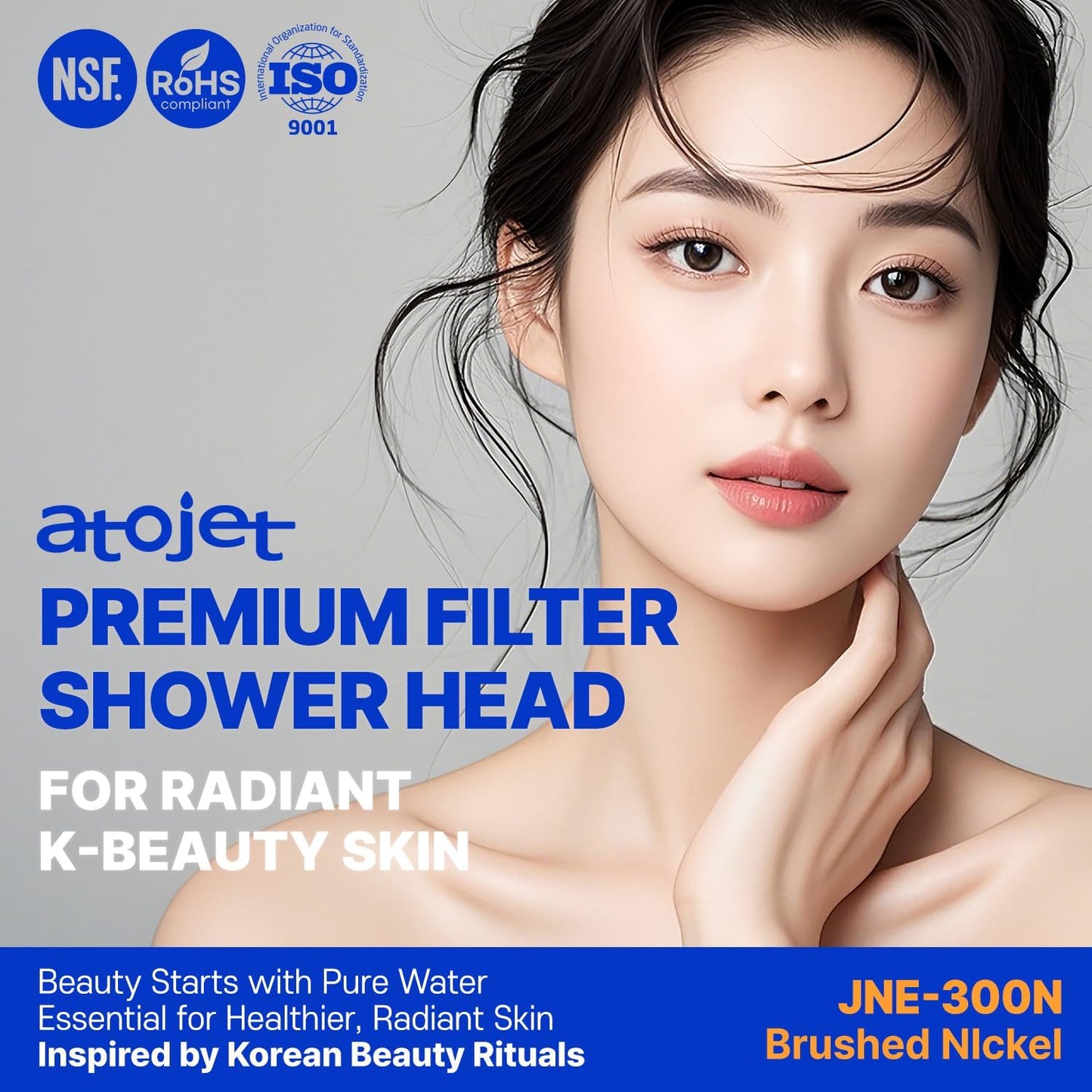 Premium Filter Showerhead Designed With Korea's Luxury Beauty Philosophy - Carbon Composite Filter | Single 1 month Set (Hose, Mount, Teflon Tape, Wrench) (JNE300N-SET-SNG)