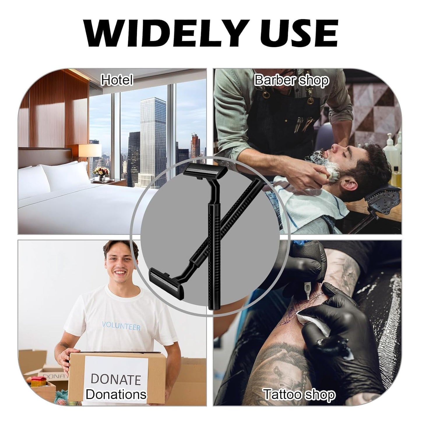 120 Pack Disposable Twin Blade Razors Individually Wrapped, Clear Safety Cap， Multipurpose Portable Shave Razor for Man Woman Bathing Hotel Travel (Black)