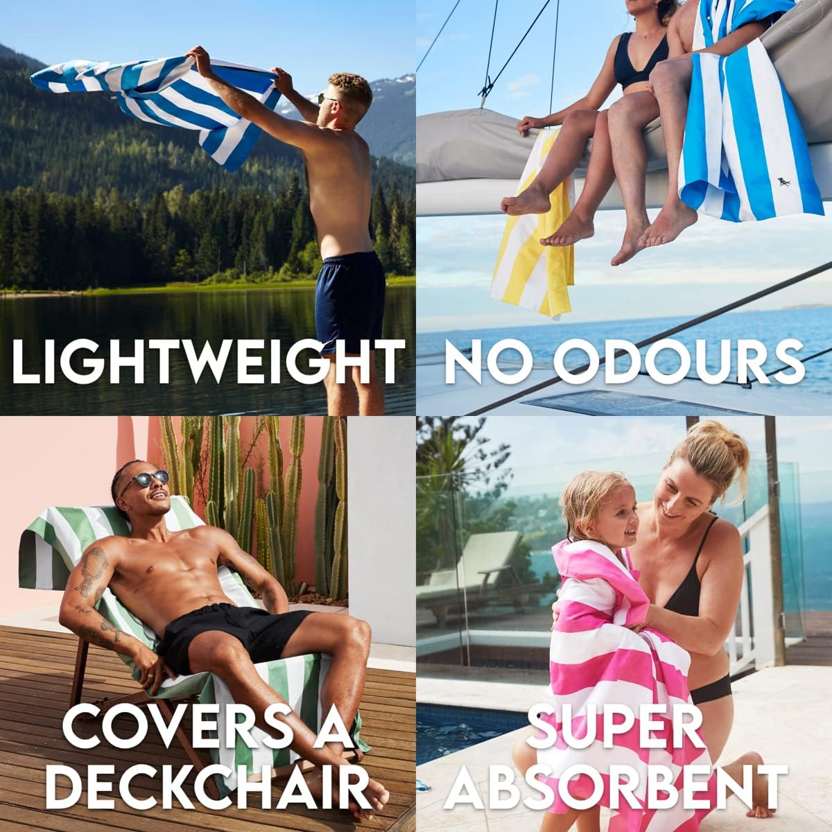 Dock & Bay Beach Towel - Quick Dry, Sand Free - Compact, Lightweight - 100% Recycled - Includes Bag - Cabana - Ipanema Orange - Large (160x90cm, 63x35)