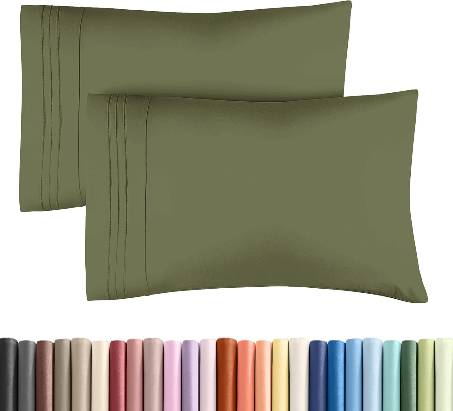 Queen Pillow Cases Set of 2 - Ultra Soft Hotel Quality Pillowcase Covers - Comfy, Cozy & Wrinkle Free - Shrink, Stain & Fade Resistant - Machine Washable Pillow Protectors - 2 Piece Set - Sage Green