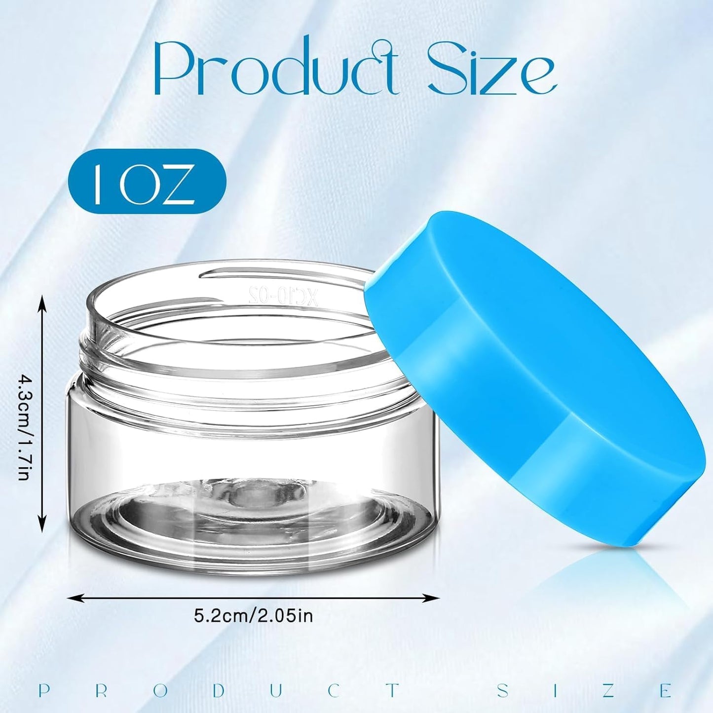 SATINIOR 12 Pack 1 oz Plastic Container Jars with Lids Round Clear Travel Cosmetic Container Slime Jars for Toiletries, Lotion, Cream, Ointments, Makeup, Rhinestone, Samples, Kitchen Storage(Blue)