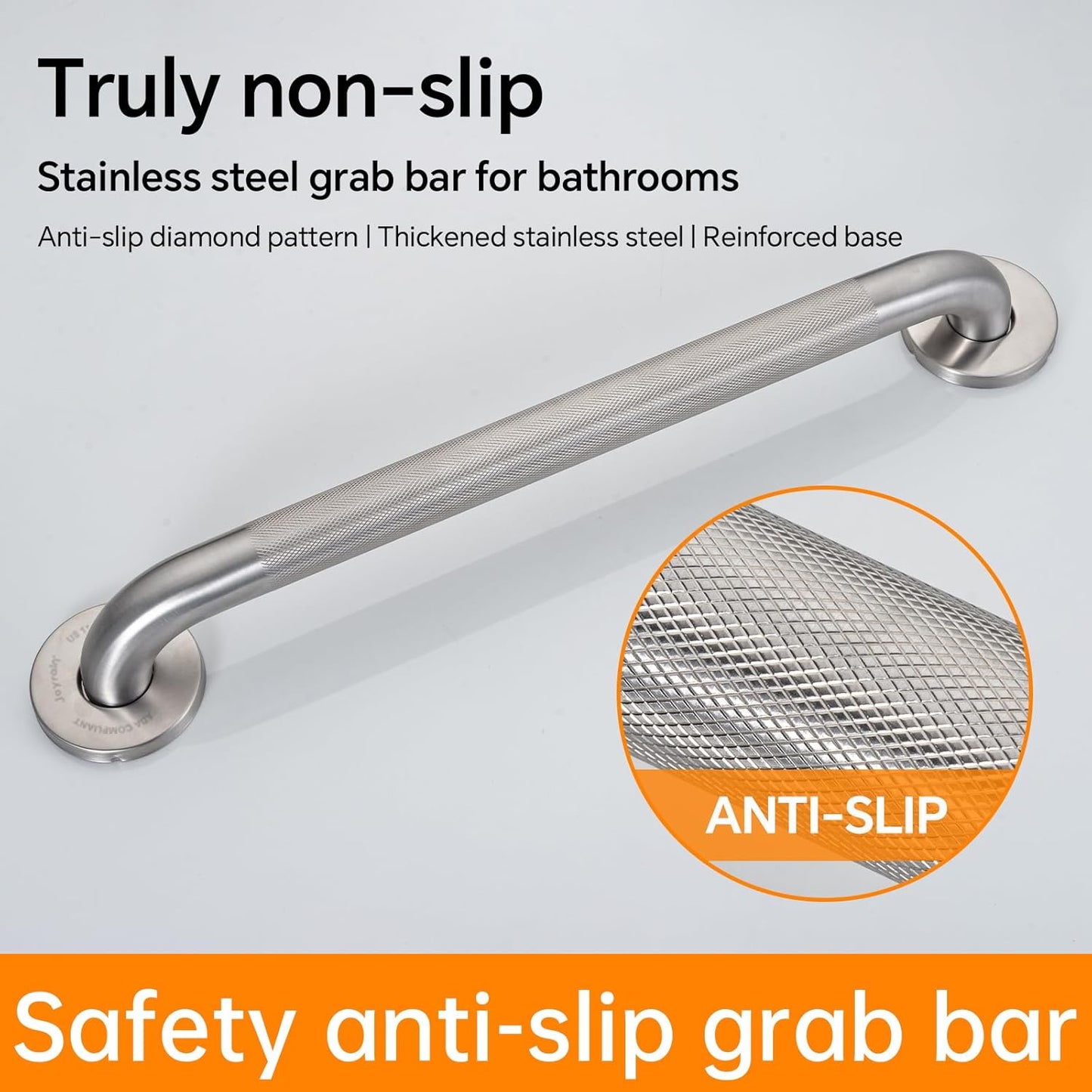 Joyrain 16-inch Bathroom Safety Grab Bar - 500lb Weight Capacity ADA Certified Anti-Slip Handle for Shower/Tub/Toilet, Elderly & Disabled Assist (Knurling, 36 inch)