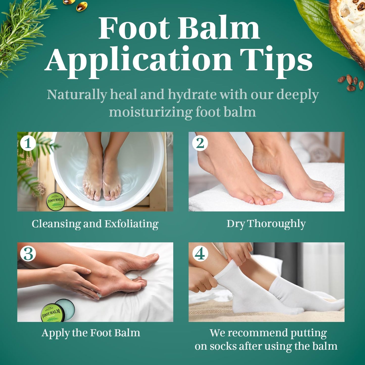 Pumice Valley Foot Balm Cream for Dry Cracked Heels and Feet - Natural Foot Moisturizer Balm for Calluses and Dry Feet Treatment - Rosemary Foot Lotion 3.5 Oz