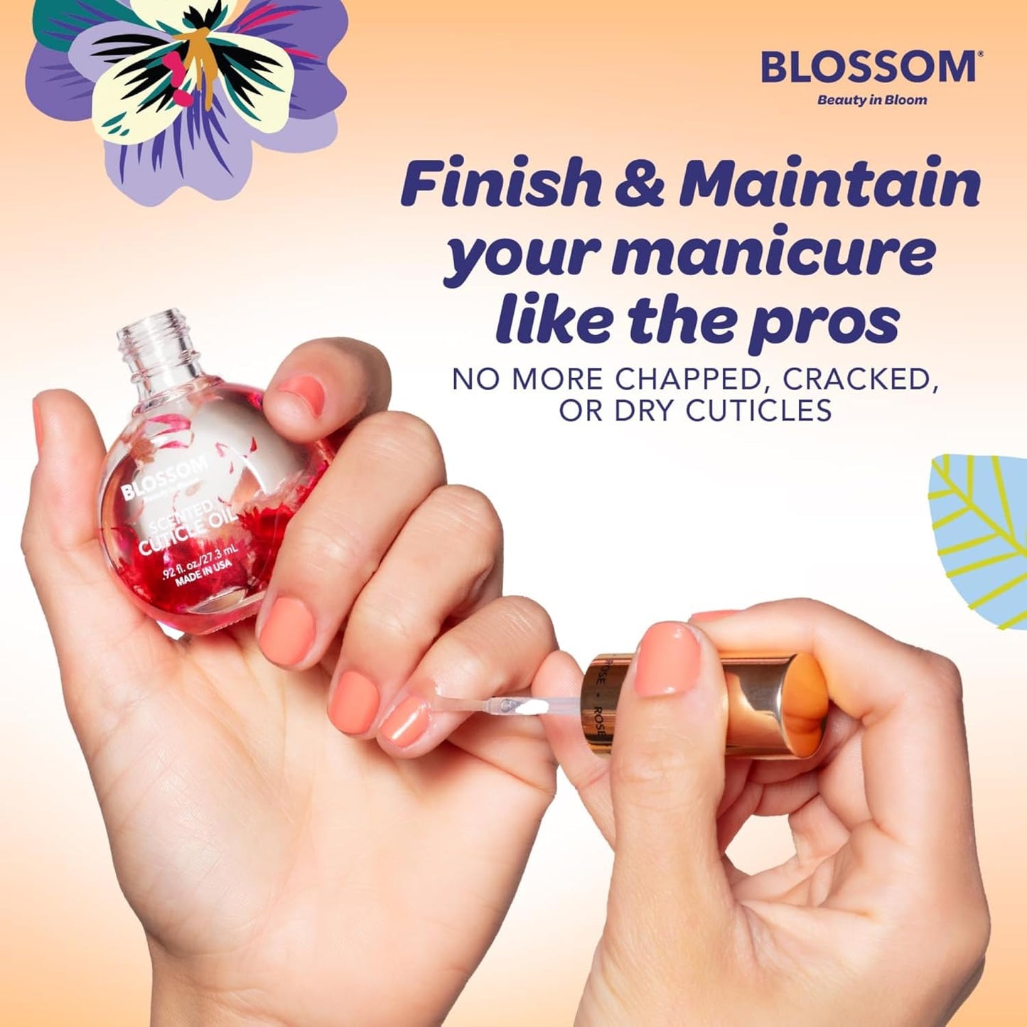 Blossom Cuticle Oil for Nails, Hydrating, Moisturizing, Gourmand Scented Nail Oil Cuticle Care, Infused with Real Flowers, Made in USA, 0.5 fl. oz, Pumpkin Spice Latte