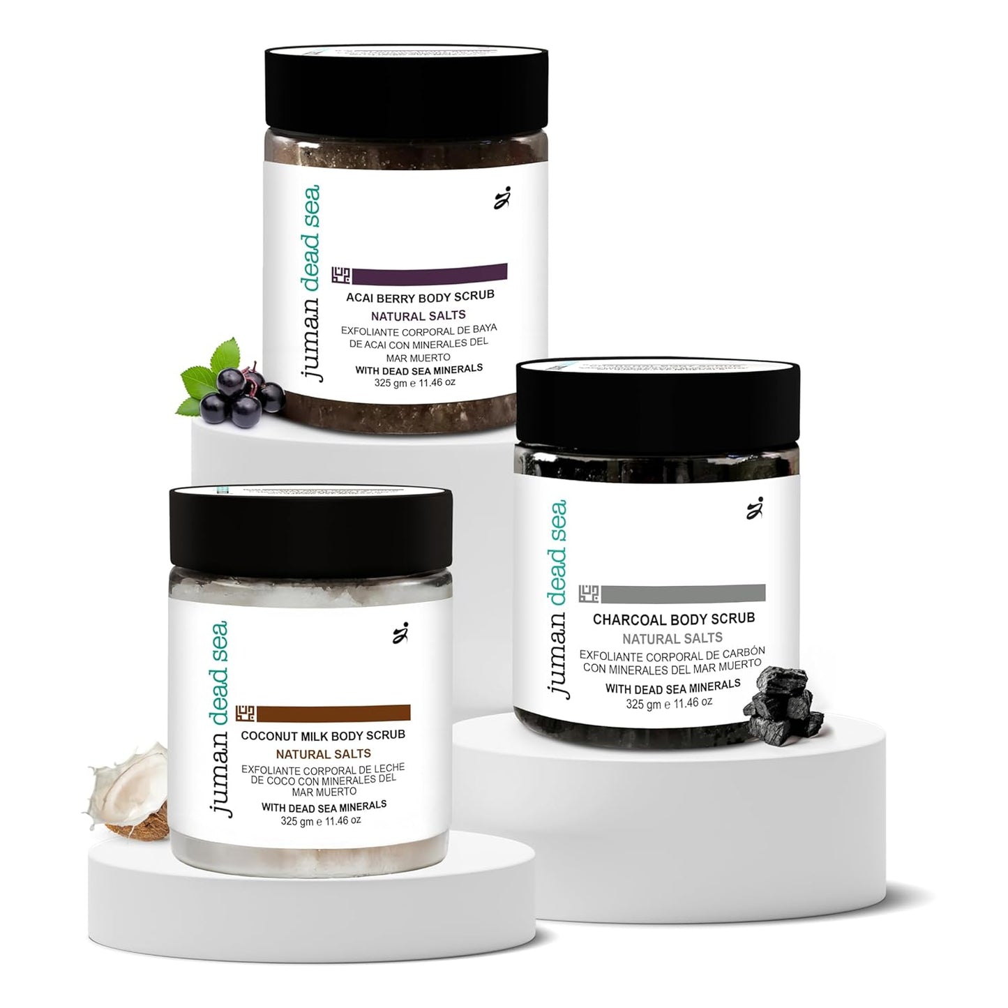 Juman Dead Sea Minerals Exfoliating Body Scrub Set | Infused with Essential Oils | Regular Body Care Kit | SlS & Paraben Free | Vegan | Scrub Pack of 3