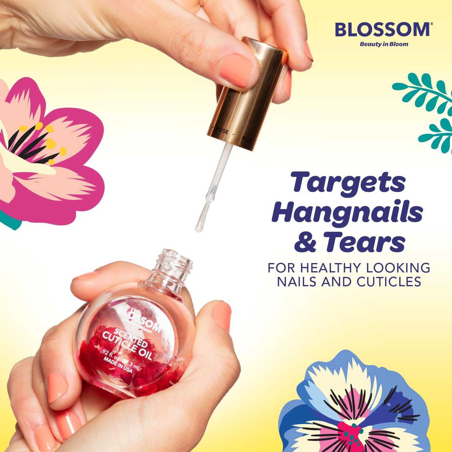 Blossom Cuticle Oil for Nails, Hydrating, Moisturizing, Scented Nail Oil Cuticle Care, Infused with Real Flowers, Made in USA, 0.5 fl. oz, Amazon Exclusive, Lemon Cookie