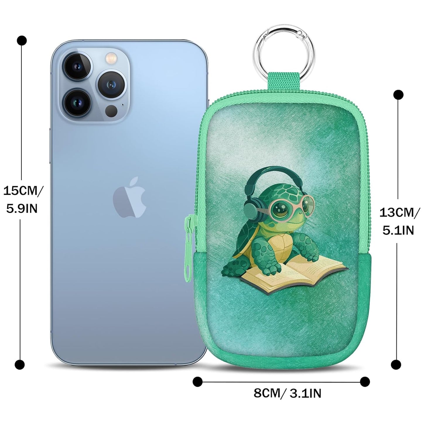 Cute Sea Turtle Book Hand Sanitizer Spray Case, Hand Sanitizer Holder Zippered Pouch, Fashion Accessory with Snap Hook for Glow Mist and Power Mist 1FL OZ