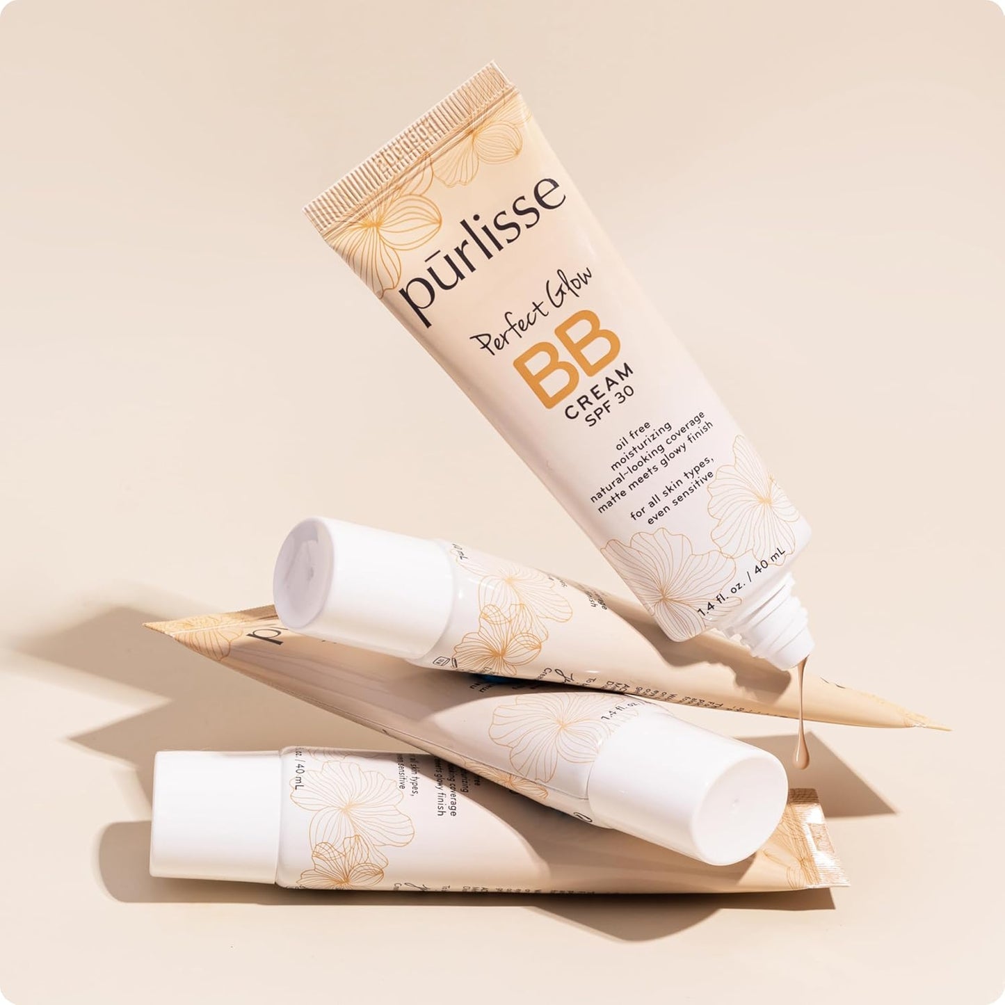 pūrlisse Perfect Glow BB Cream with SPF 30 - Matte Meets Dewy Finish - Enriched with Goji & Hawthorn Berry to Help Improve Skin Texture & Radiance - Light (1.4 oz)