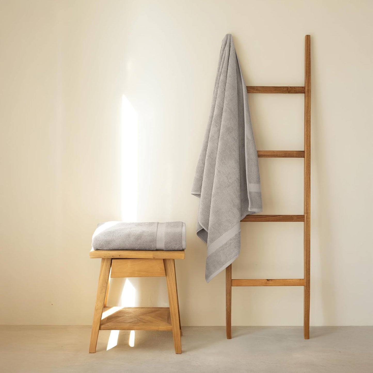 SALBAKOS 100% Turkish Cotton Extra Large Bath Sheet Set of 2 35x70 inch | Heirloom Quality | Hotel & Spa Collection | Soft, Absorbent Oversize Bath Towels | Made in Turkey (Silver, 2 Bath Sheets)