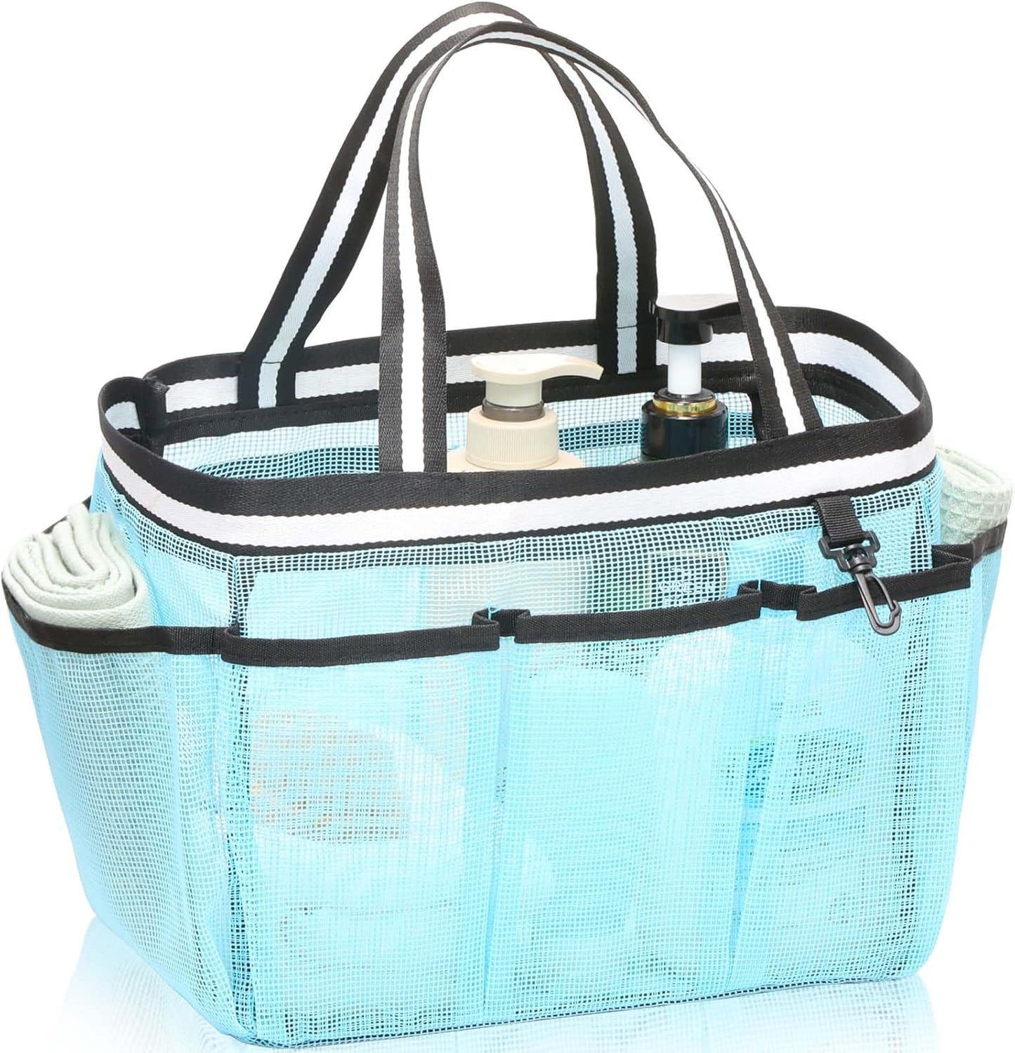 XL Mesh Shower Caddy Portable Shower Bag for College Dorm Camping Travel Gym(Lake Blue)