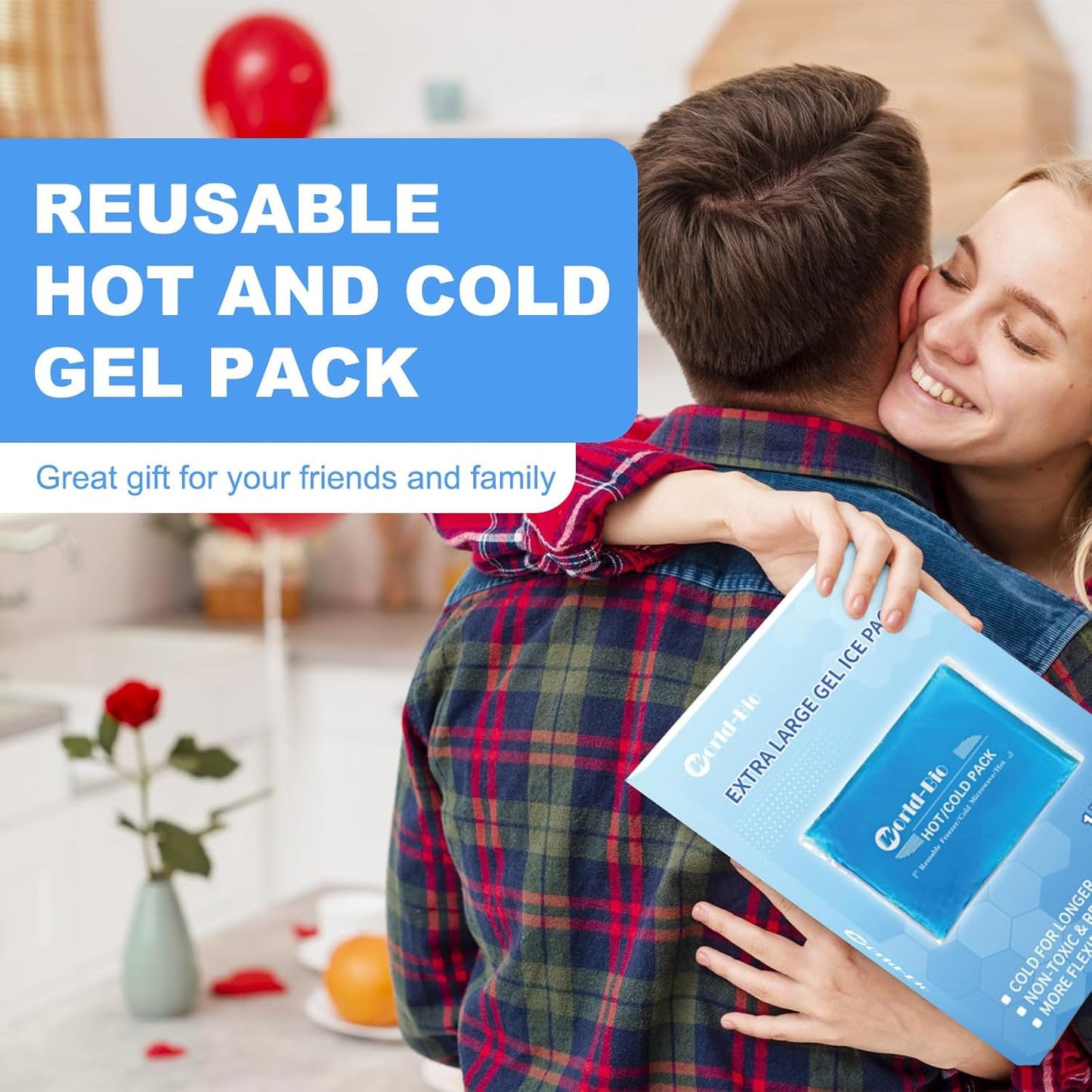 Large Ice Packs for Injuries Reusable Gel(8.3''×12.4''), Flexible Cold Pack for Pain Relief, Hot/Cold Compress Therapy Gel Freezer Pack for Shoulder, Back, Legs, Knee, Surgery, Swelling, Inflammation