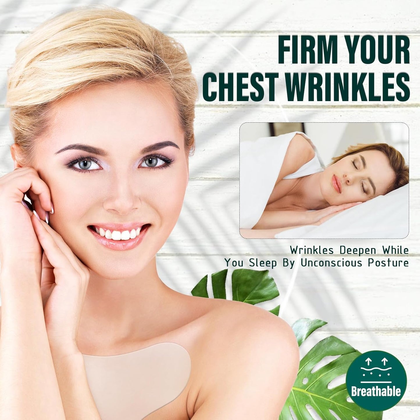 Chest Wrinkle Patches - Reusable Silicone Décolletage Pads for Side Sleeping, Anti Chest Wrinkles, Overnight Cleavage Smoothing Patches for Neck and Chest Care, Washable and Reusable, 2 Pcs