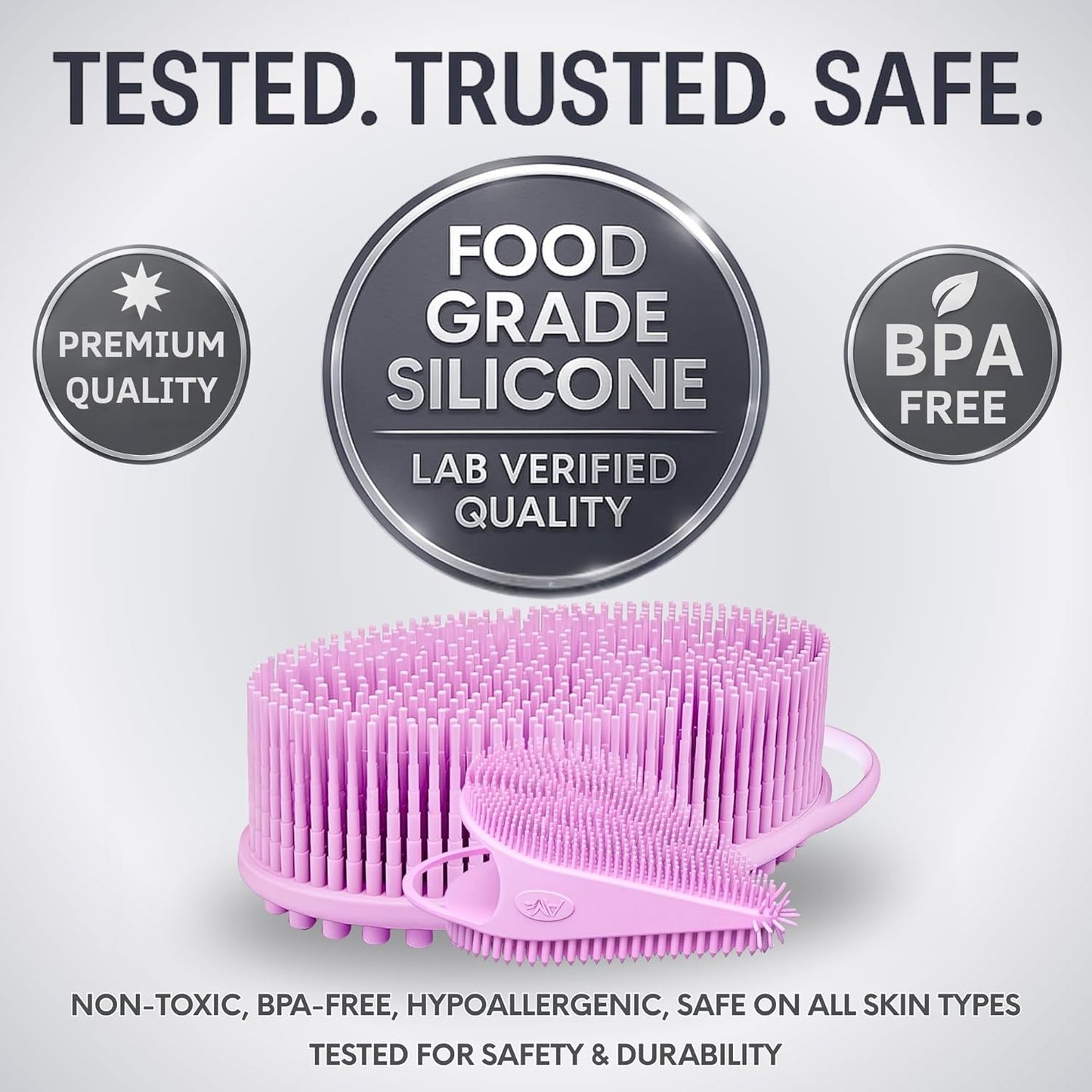 Avilana Silicone Body Scrubber – Gentle Shower Brush & Loofah Alternative- Food Grade & Lab Tested – Fast-Drying, Hygienic, BPA-Free Silicone Body Gentle Exfoliator (Pink, Body & Face)