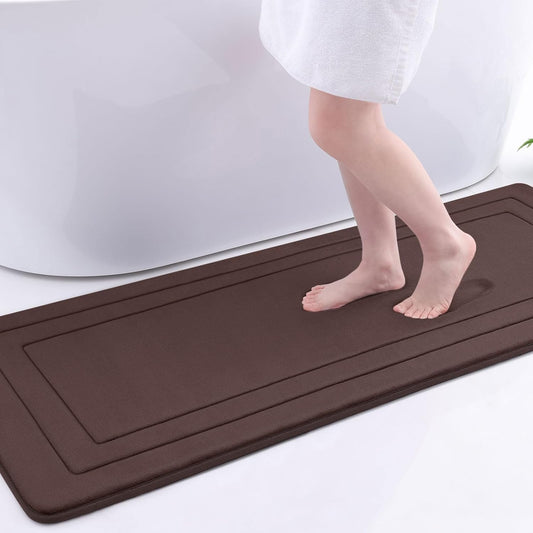 Arotive Memory Foam Bathroom Rug Mat 59x24, Ultra Soft and Absorbent Bath Mat, Machine Wash Dry, Comfortable Bath Rug Carpet for Bathroom Floor, Tub and Shower, Brown