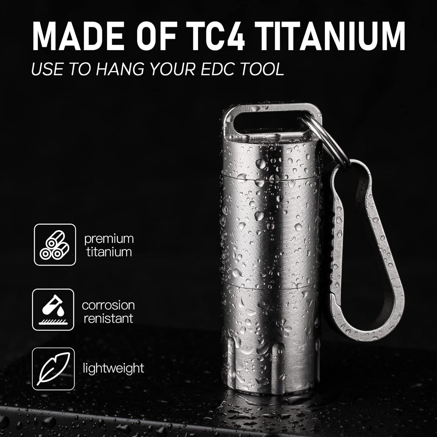 TISUR Titanium Small Pill Holder Keychain, Portable Pill Case Waterproof Pocket Pill Box Container Carrier to Hold Pills, Vitamins, Fish Oil, Supplements