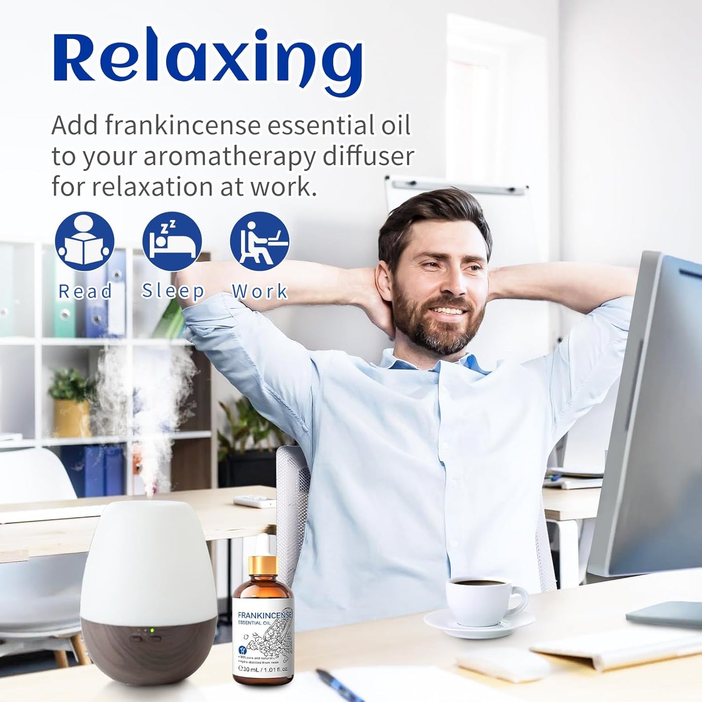 HIQILI 30ML Frankincense Essential Oil, Relaxing, Skin Care, Camp Atmosphere Creation, Can be Added to Body Lotions, Creams, Aromatherapy Use - 1 Fl Oz