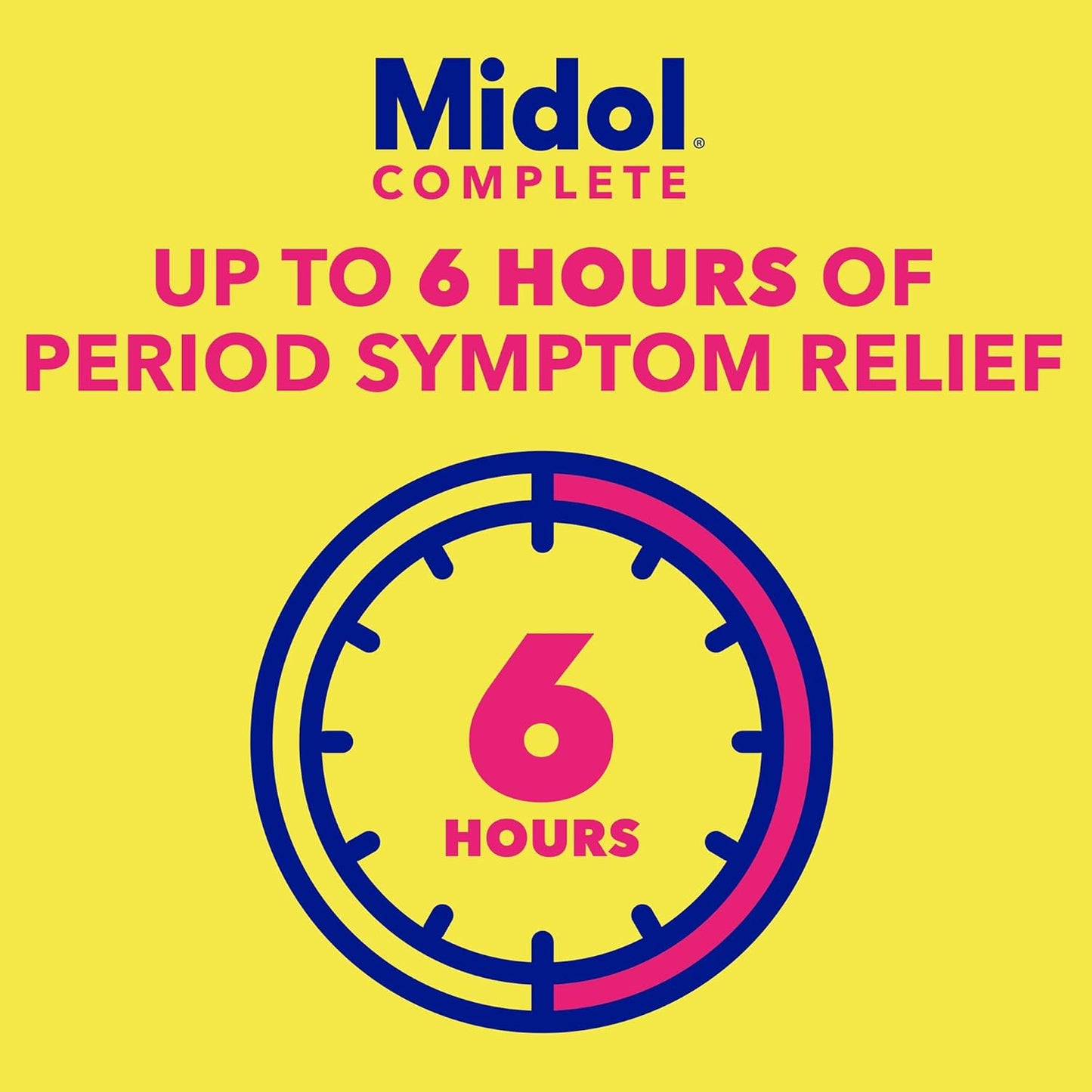 Midol Complete On The Go Caplets with Acetaminophen for Menstrual Symptom Relief, Period Cramp and Menstrual Pain Relief, 50 Count (25 Pouches of 2)
