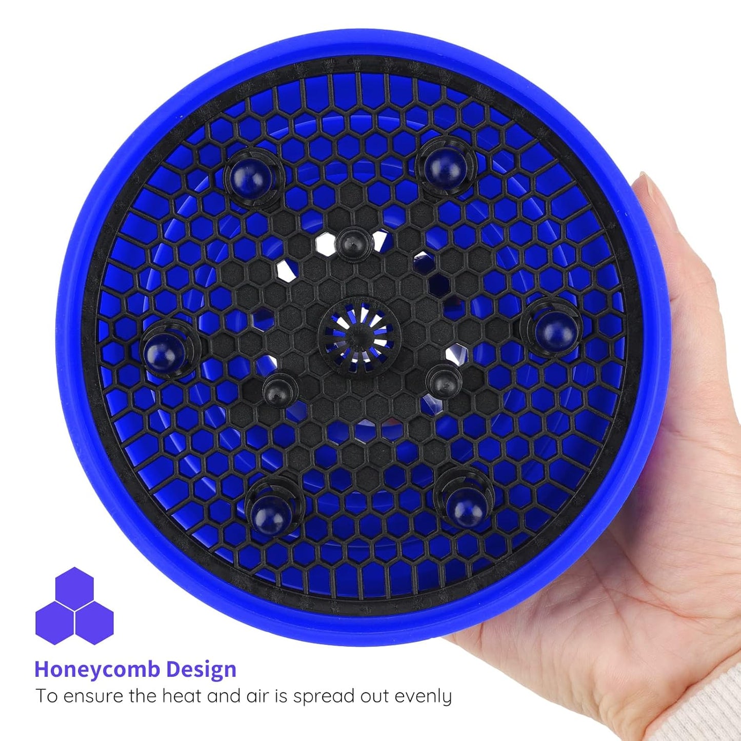 Foldable Blow Dryer Diffuser, Segbeauty Travel Hair-styling Hair Diffuser, Professional Dryer Diffuser Attachment for Natural Thick Curly Hair with Nozzle 1.54 to 1.69 inches - Blue