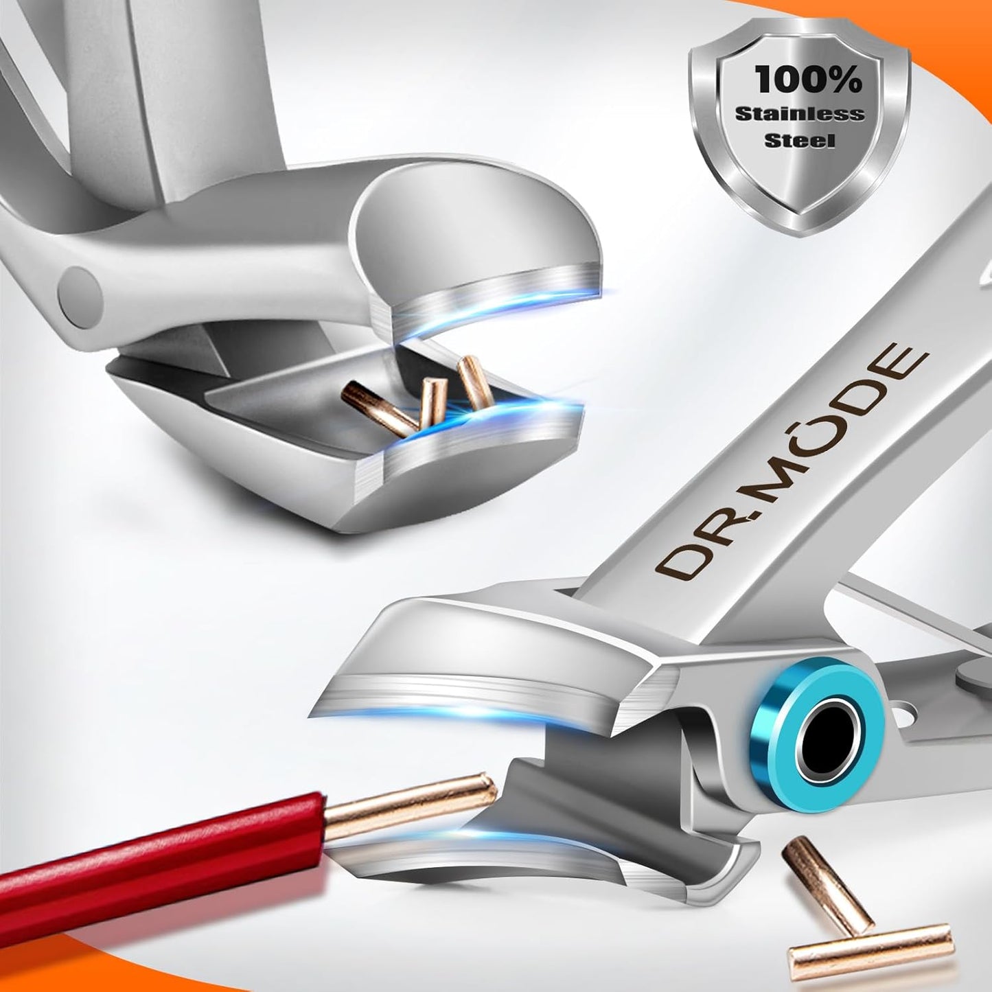 Slanted Toenail Clippers for Seniors Thick Toenails, Angled Head Large Nail Clippers for Men Thick Ingrown Nails with Wide Opening, Nail Cutter with Catcher -Silver