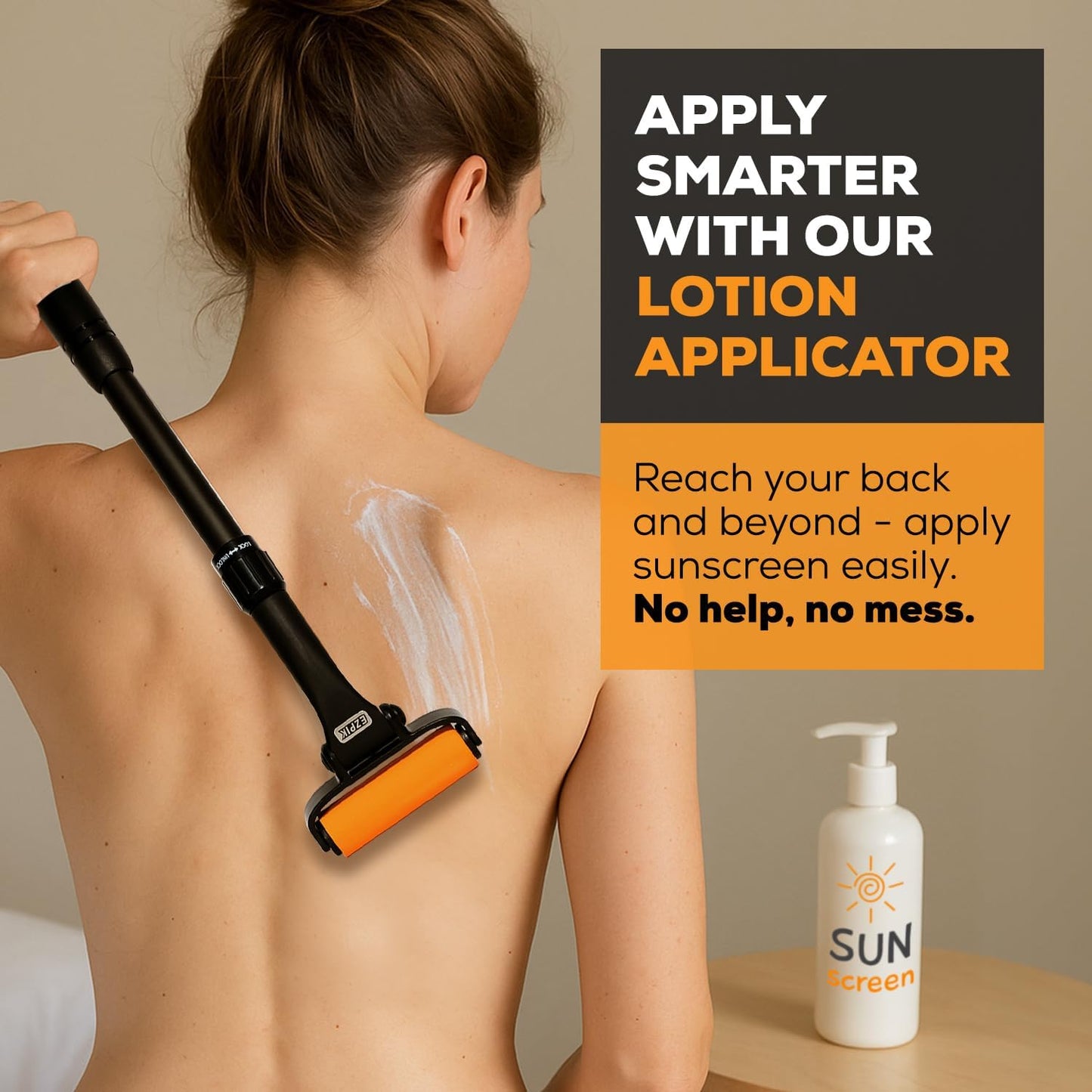 EZPIK Lotion Applicator for Back, Extendable up to 23" - Curved Design Back Lotion Applicator for Elderly/Seniors with Limited Mobility, Lotion Stick & Sunscreen Applicator for Skin Cream, Oils & More