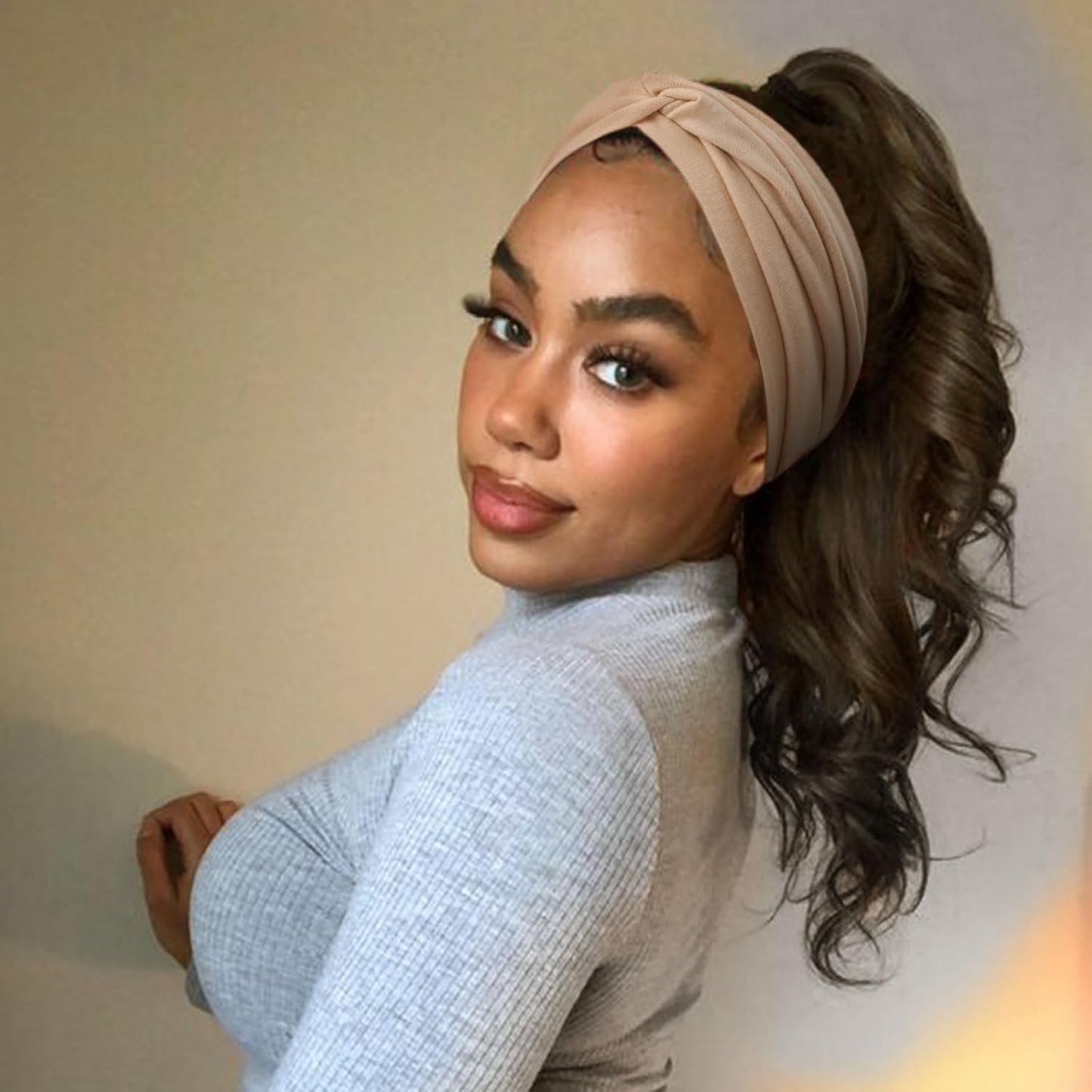 Extra Wide Headbands for Women Large Turban Headband Non Slip Boho Elastic Hairband Hair Twisted Knot Head Bands Accessories