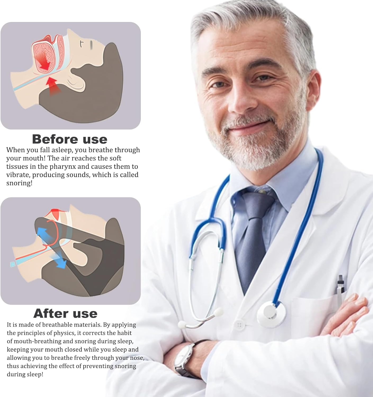 2-Pack Unisex Chin Strap for Snoring | Adjustable, Breathable & Skin-Friendly, Universal Fit Anti-Snore Set for Couples & Sleepers (Gray+Purple)