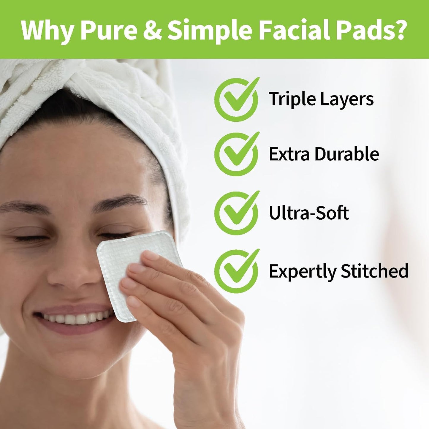 ForPro Premium Pure & Simple XL Facial Pads (360-Count), Triple Layered Ultra Soft Disposable Makeup Remover Pads, 100% Vegan & Cruelty-Free, Pack of 6-60 Cotton Squares