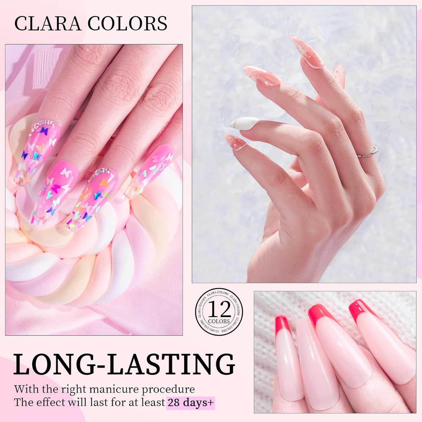 Clara Colors Poly Gel Nail Kit, 12 Colors Clear Jelly Nude Pink Poly Extension Gel Nail Kit All In One Polygel Nail Kit Starter Kit with Slip Solution and Tools for Nail Art DIY with Everything