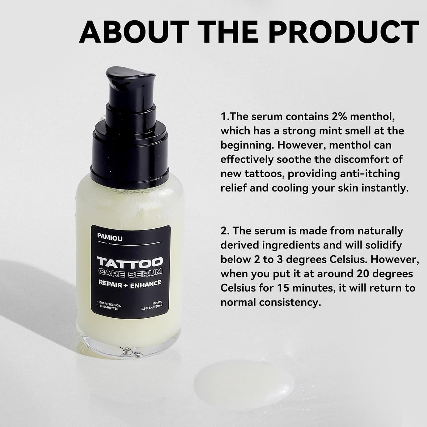 Tattoo Aftercare Serum & Moisturizer For Fresh Tattoo Care, Repair + Enhance New Tattoo Skin, Tattoo Lotion Tattoo Supplies with Naturally Derived Ingredients, Petroleum Free - 1.69 Fl oz