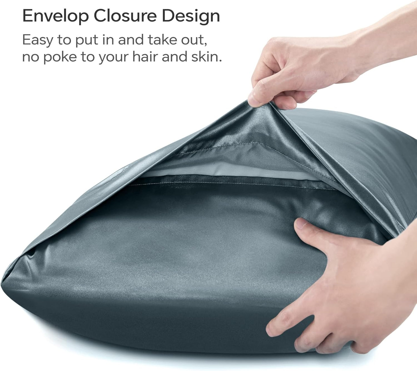 BEDELITE Satin Body Pillow Cover, Super Soft and Cooling Body Pillow Pillowcase for Hair and Skin, Breathable Silky Full Long Pillowcase Cover(20"x54", Space Grey)