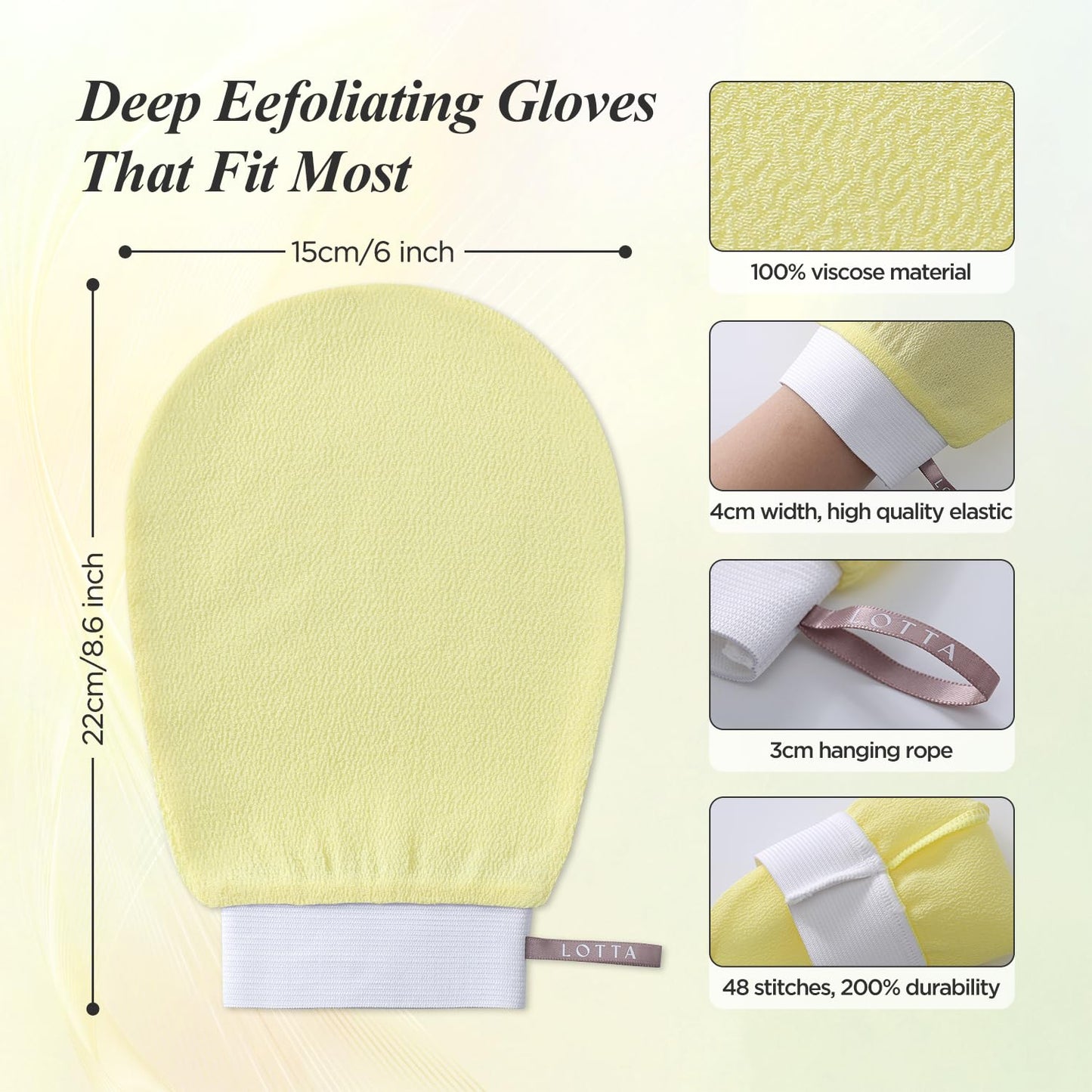 LOTTA Deep Exfoliating Mitt 2pcs - Body Scrub Korean Gloves for Dead Skin Removal & Keratosis Pilaris Treatment - Improve Skin Tone, Body Exfoliator for Shower & Skincare Routine