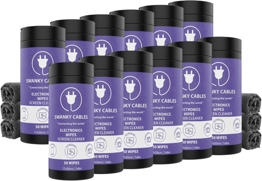 Screen Cleaner Wipes: Electronic Wipes for Screens - Computer Screen Wipes for Lens, Phone, TV Screen and Monitor Cleaning - Tech Wipes & Microfiber Cloth (Canister, 600 Count)