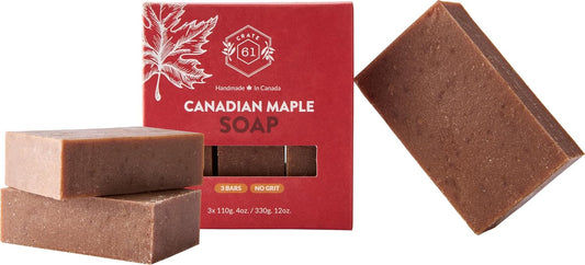 Crate 61, Handmade in Canada, Plant Based Cold Process Natural Bar Soap Cold Pressed For Face And Body, With Premium Oils (Canadian Maple)