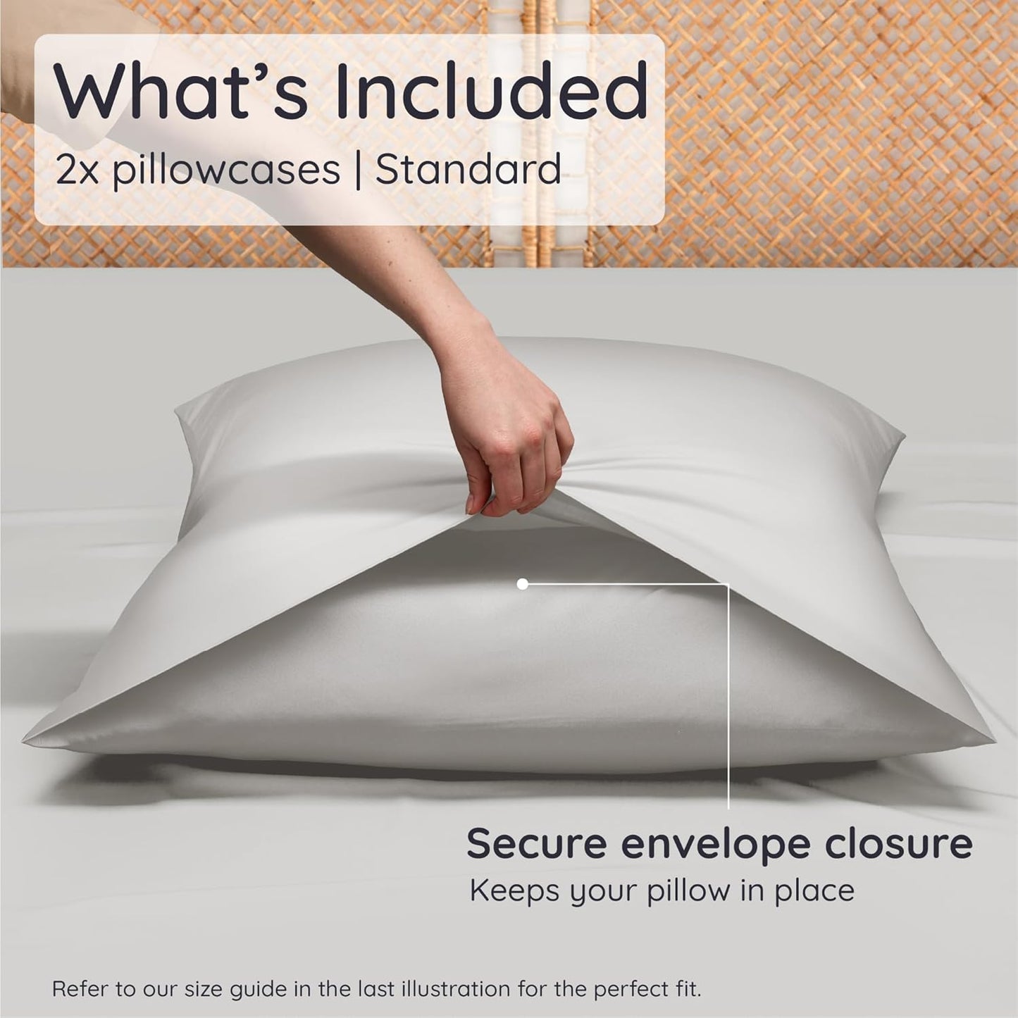 Bambaw 100% Viscose Derived from Bamboo Pillowcases Standard Size – Set of 2 Cooling Pillow Cases Standard Size, Super Soft Pillow Cases with Envelope Closure, Anti Acne Pillow Case (Moonlight Gray)