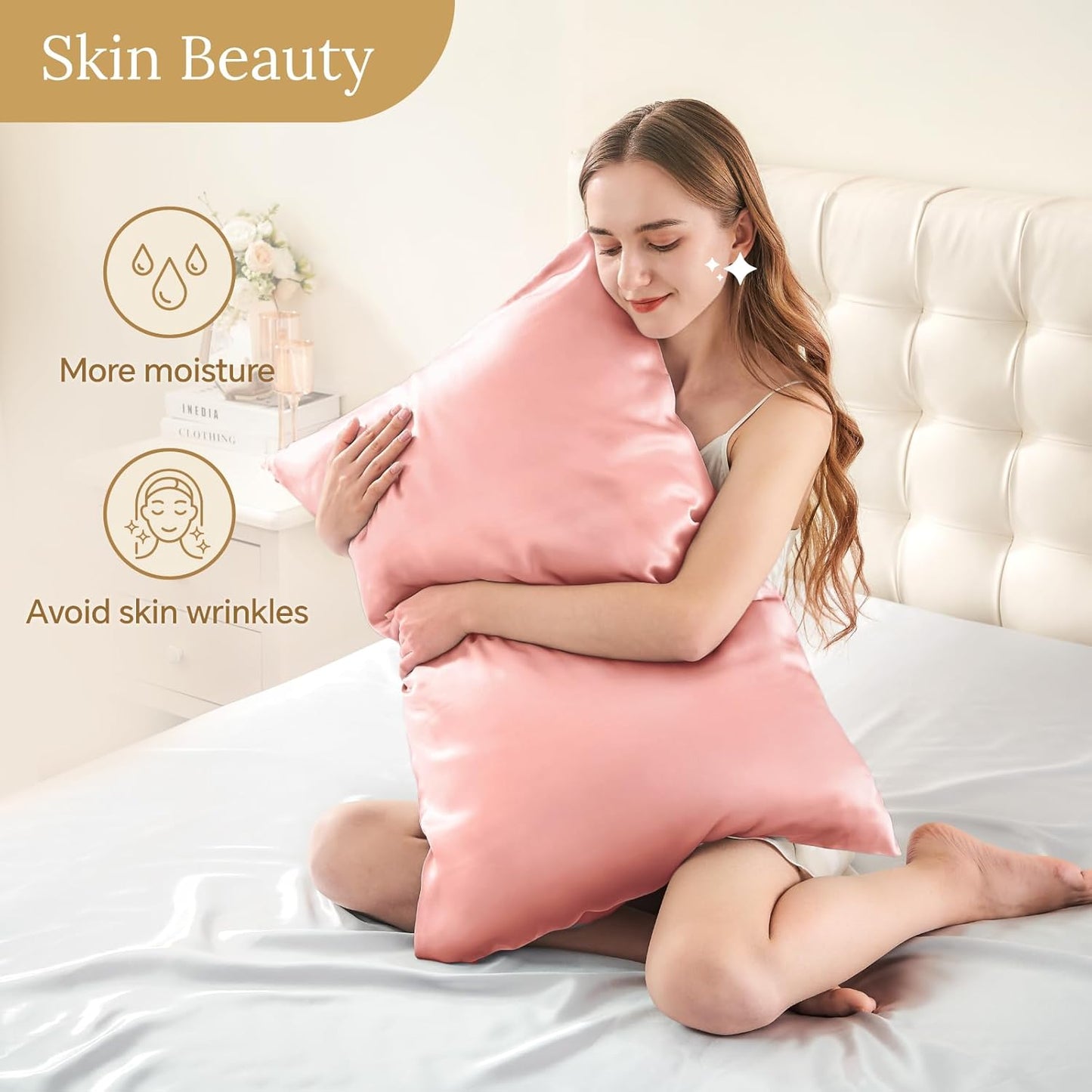INFIIXSO Silk Pillow Cases 2 Pack Standard Size, Ultra Smooth & Soft Mulberry Silk Pillow Case for Hair and Skin, Breathable Cooling Silk Pillowcase with Hidden Zipper (Blush Pink, 20x26 Inches)