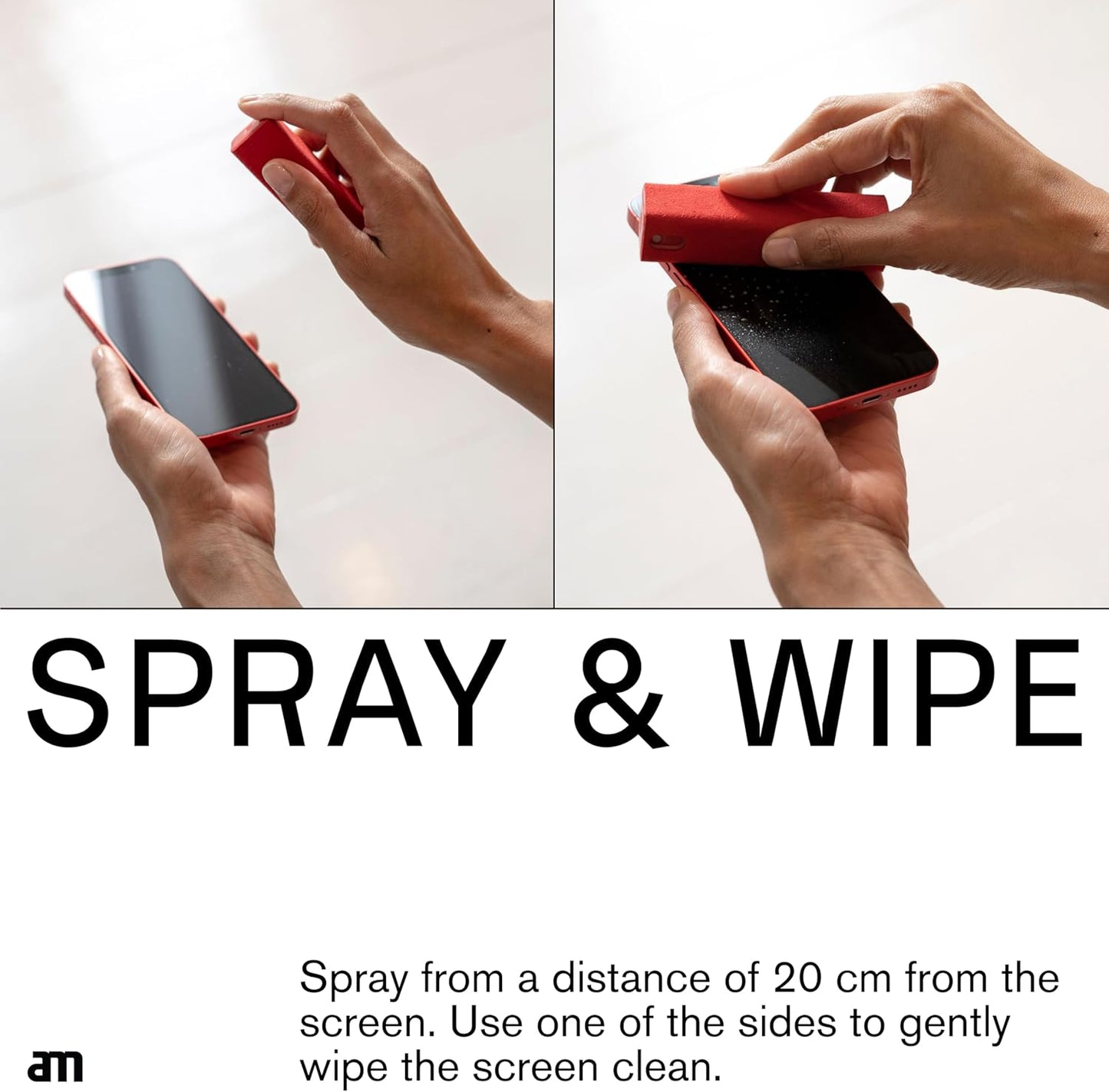 am Screen Cleaner Mist Spray with Microfiber Cloth Around – Alcohol-Free, Streak-Free Screen Cleaning Kit for Smartphones, Tablets, Laptops, Smart TVs & Car Screens, 1 Pack, Green