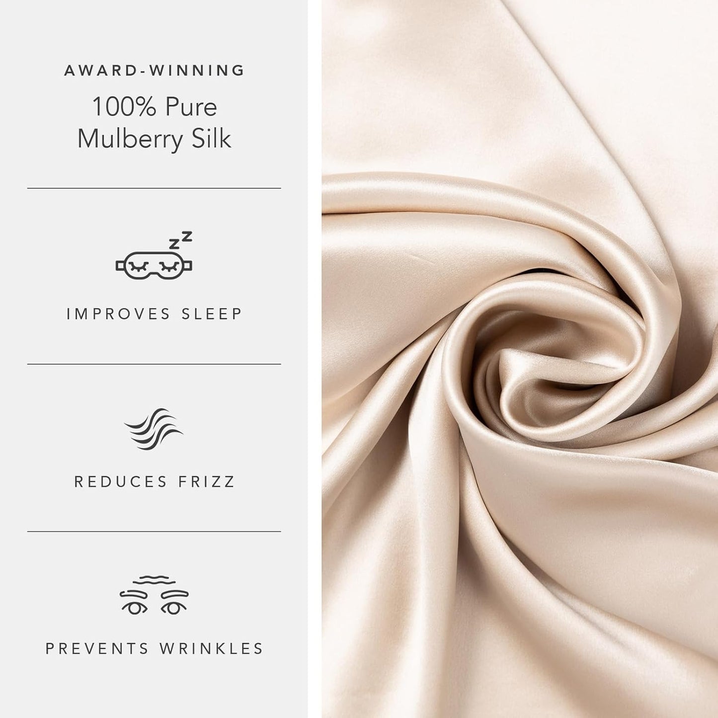 Fishers Finery 25mm 100% Pure Mulberry Silk Pillowcase Set (Taupe King 2 Pack)