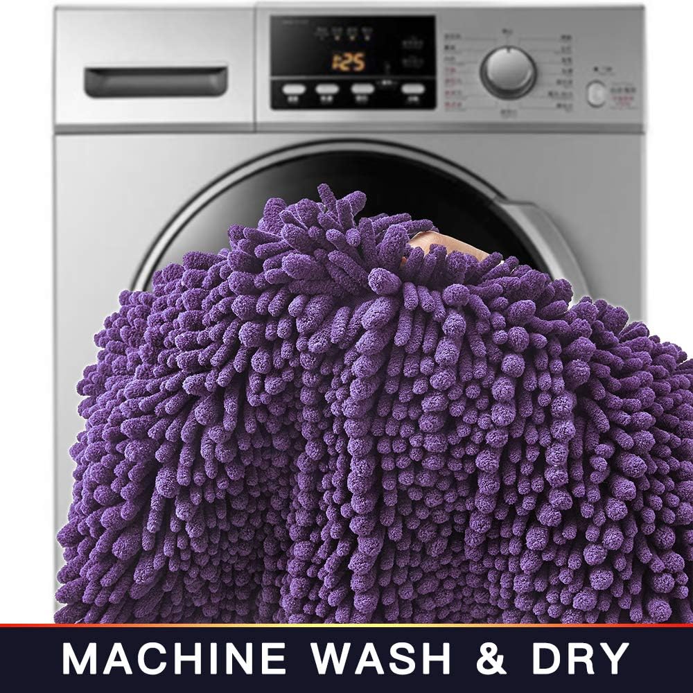 Walensee Bathroom Rug Non Slip Bath Mat (32x20 Inch Lavender) Water Absorbent Super Soft Shaggy Chenille Machine Washable Dry Extra Thick Perfect Absorbant Best Large Plush Carpet for Shower Floor