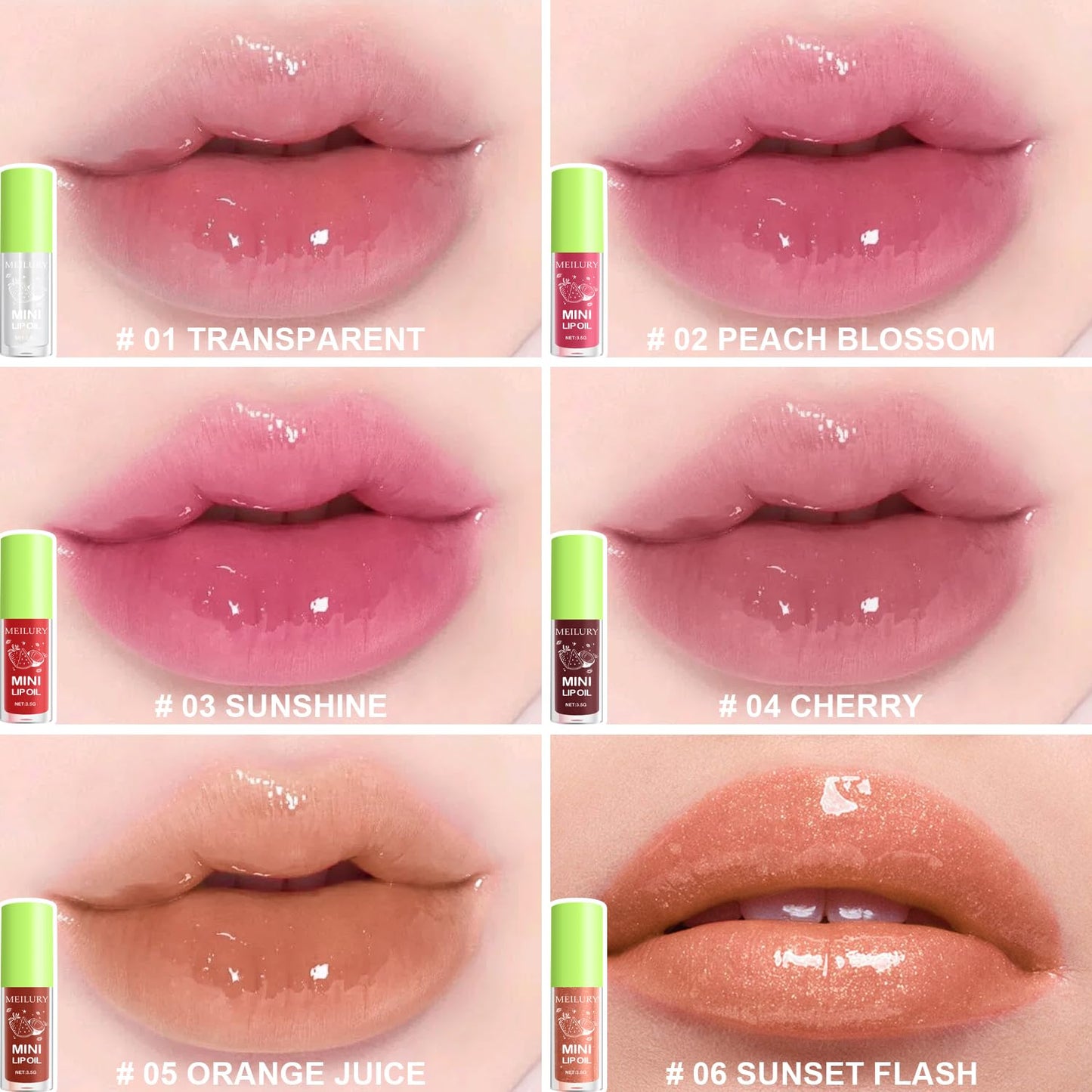 6pcs Lip Gloss Oil Set, Mini Hydrating Lip Glow Oil Lip Gloss, Lipgloss Lipoil Set for Women Girls Teens, Tinted Plumping Fat Lip Oil Lip Balm for Dry Lips Nourishing (SET A)