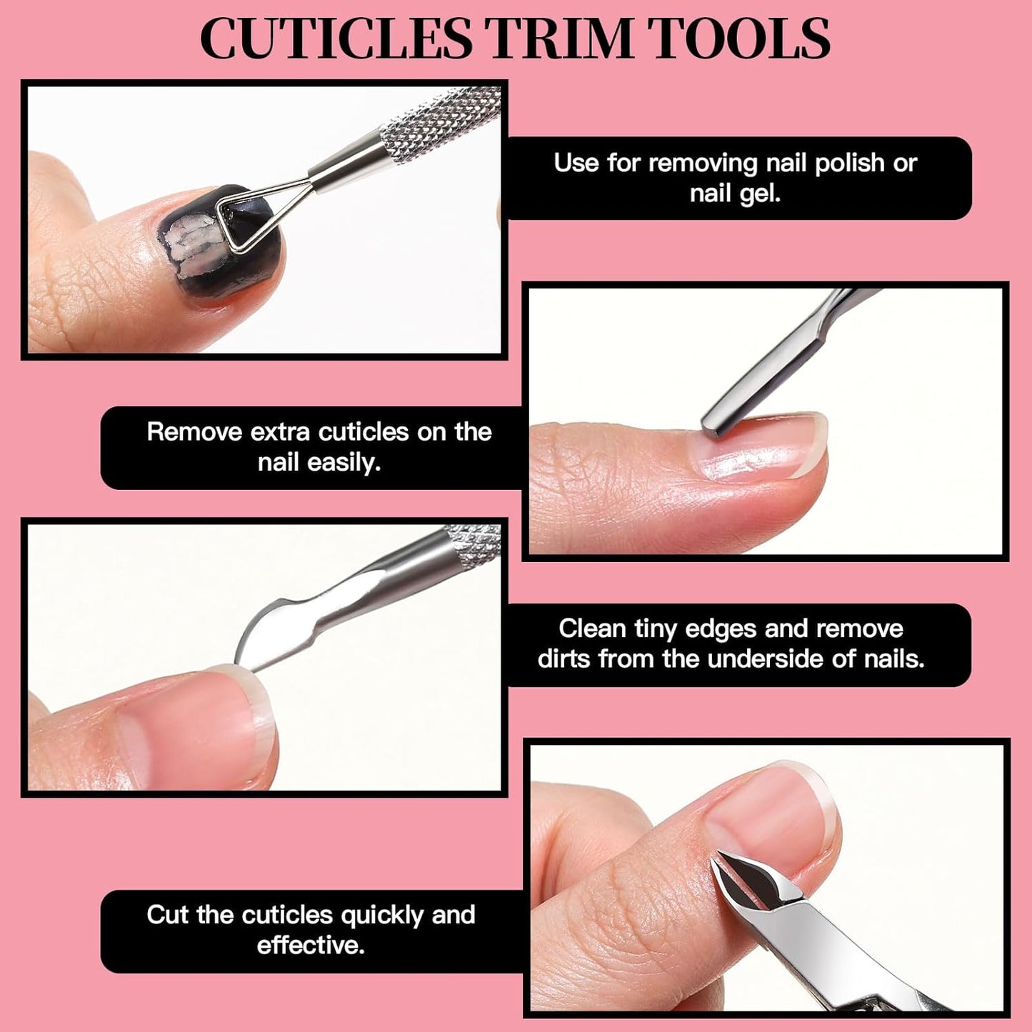 FANDAMEI Manicure Kit, Nail Files 100/180, Cuticle Nippers, Nail Buffer Block, Cuticle Pusher, Cuticle Peeler, Ingrown Toenail Tool, Toenail File, Nail Care Kit, Nail Tools for Manicure, White