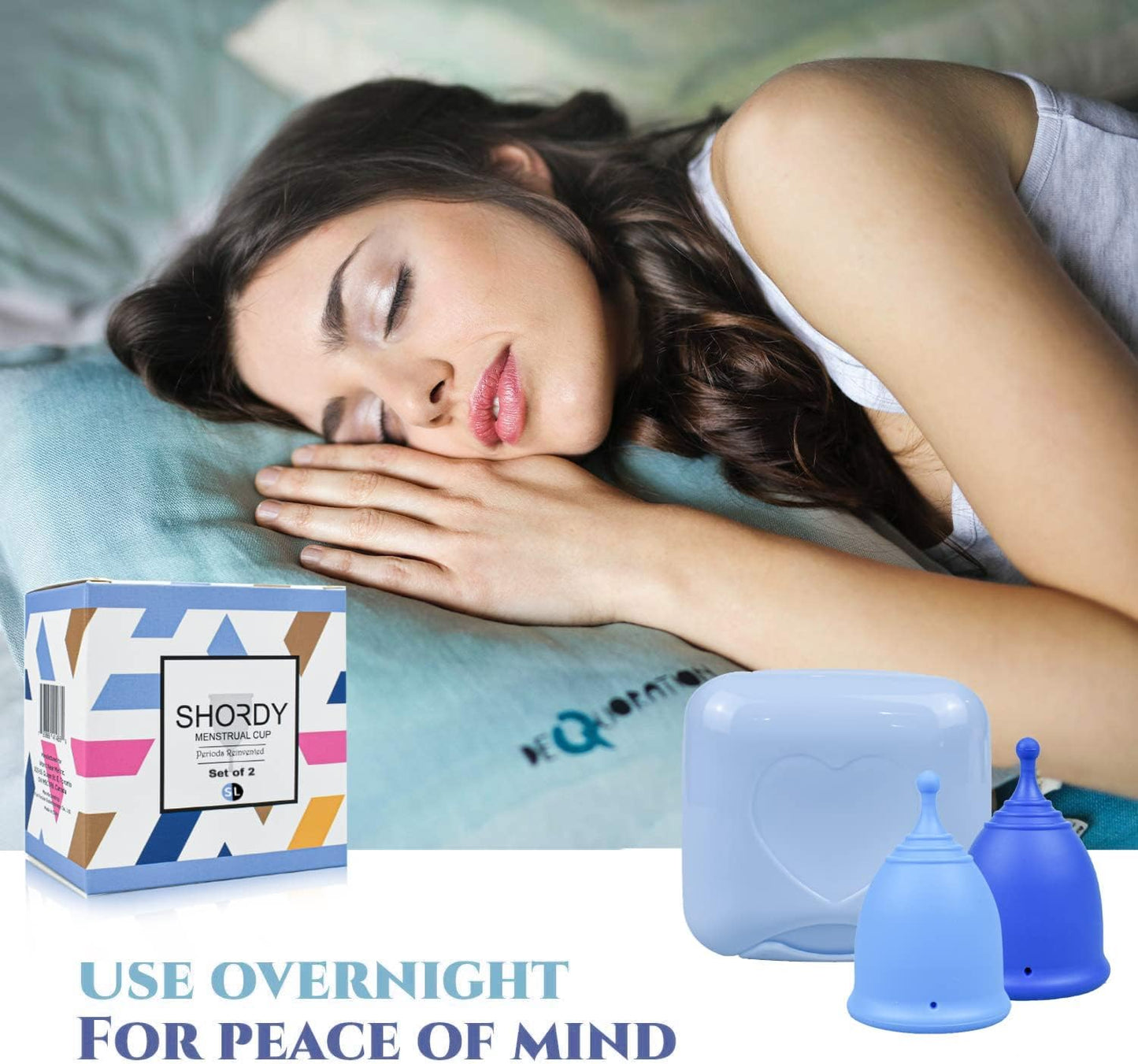 SHORDY Menstrual Cups Set of 2(Small+Large) with Box Soft Menstrual Cup & Flexible Period Cups for Women Upto 12 Hours Eco-Friendly & Safer Tampons Discs Pads Alternative Copa Menstrual (Blue)