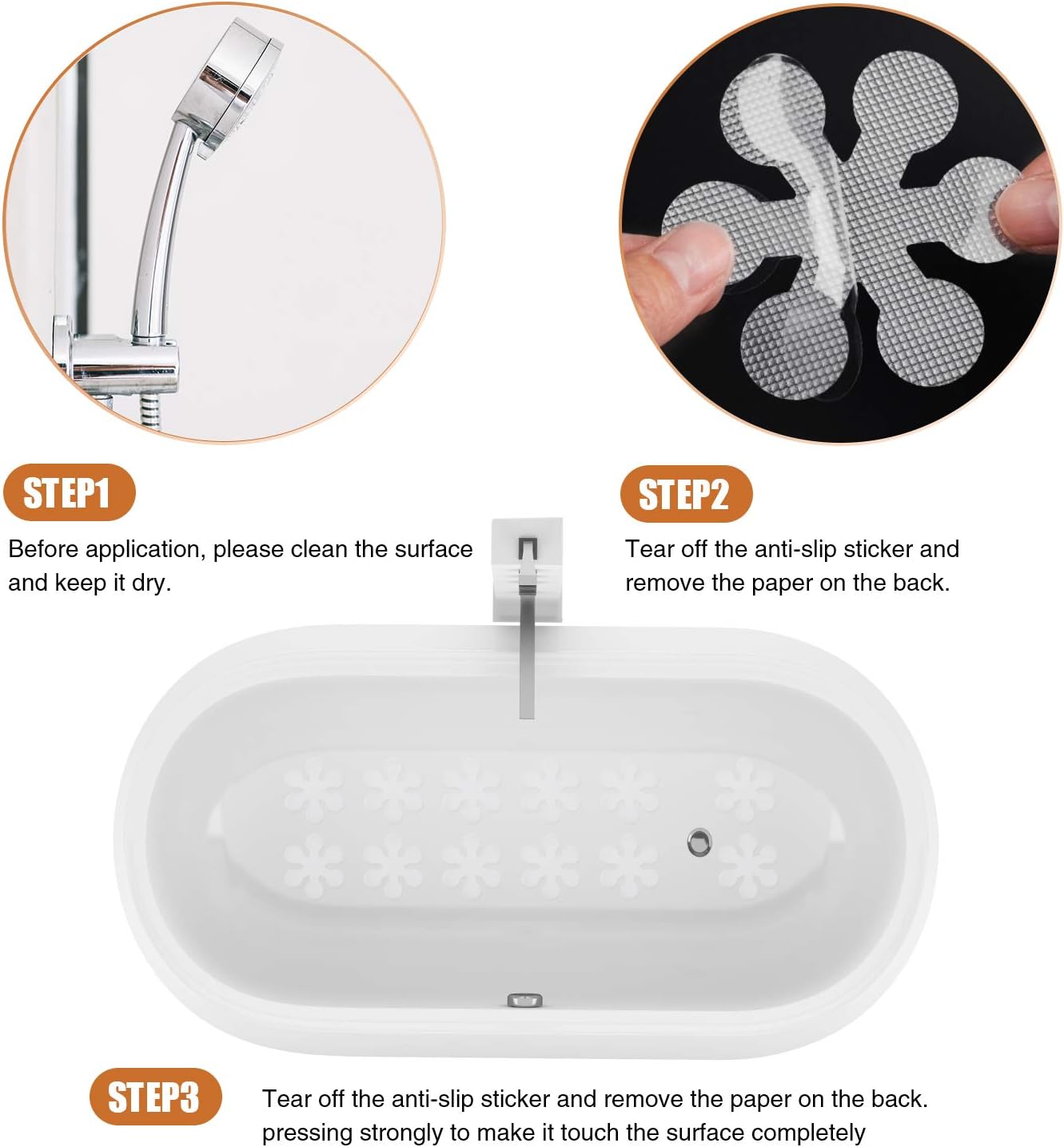 Bathtub Stickers Non-Slip, 24 PCS Safety Shower Treads Adhesive Appliques with Premium Scraper